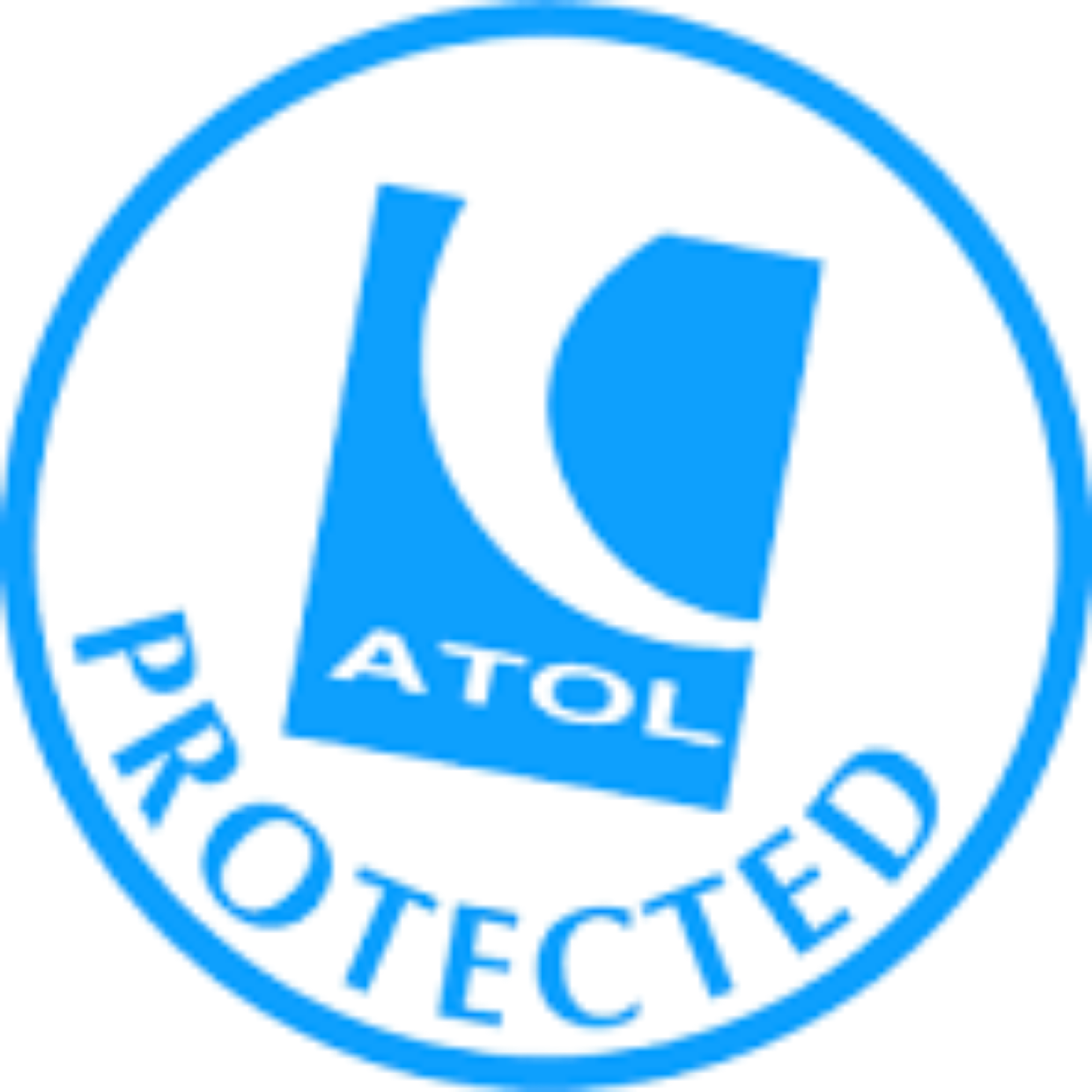 A blue and white badge with the ATOL protected seal, indicating financial protection for travelers