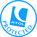 A blue and white badge with the ATOL protected seal, indicating financial protection for travelers