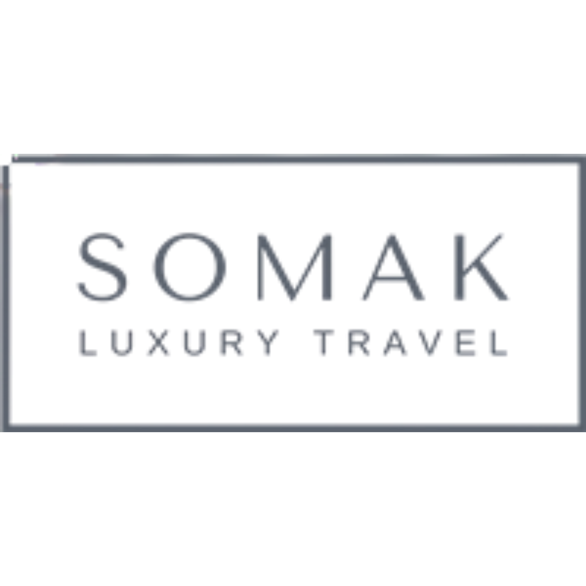 Logo for SOMAK Luxury Travel with gray text on a white background