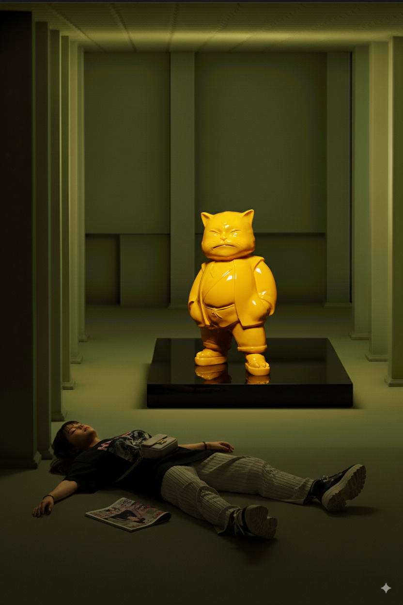 Urbancat Elegance: Yellow Metropolis Muse