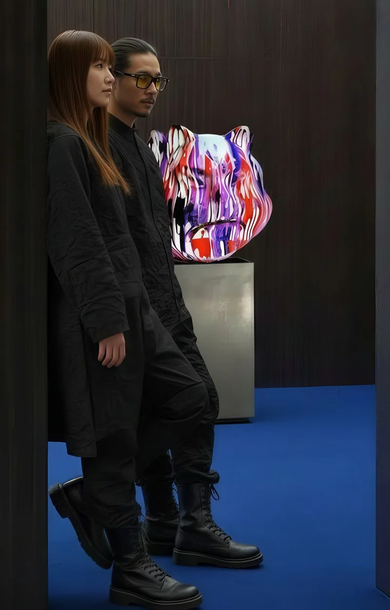 Onmyodo : Samuraicat Submerged in Veils of White, Crimson, Violet, Silver and Black within the Codex of Dualities