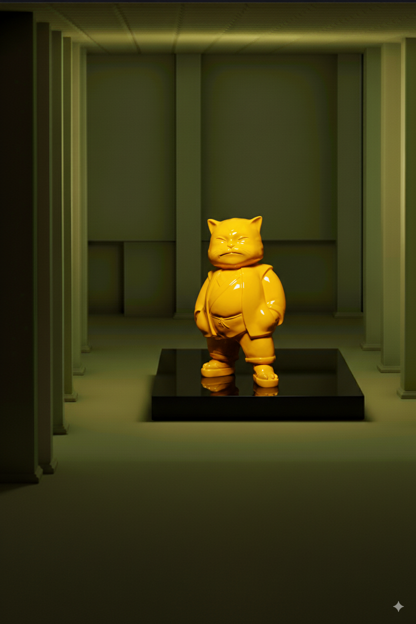 Urbancat Elegance: Yellow Metropolis Muse