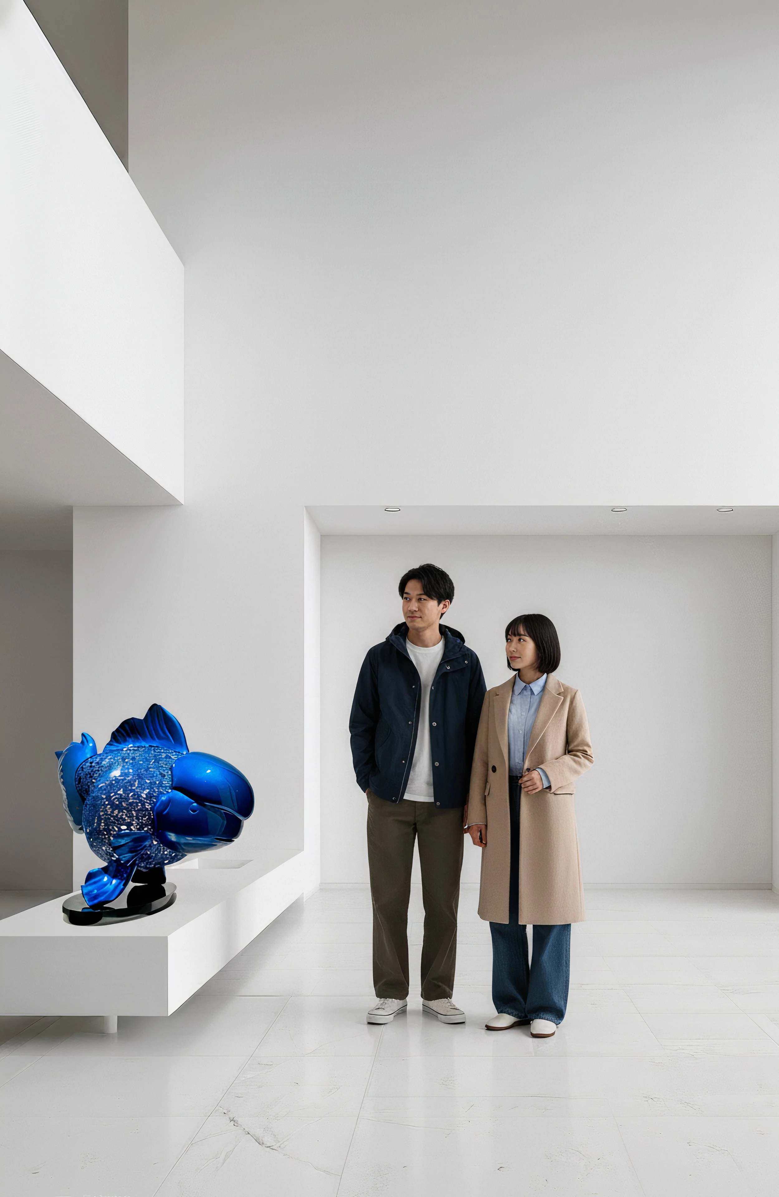 Majestic Nishikigoi in Metal Splendor : Aqueous Grandeur Blu