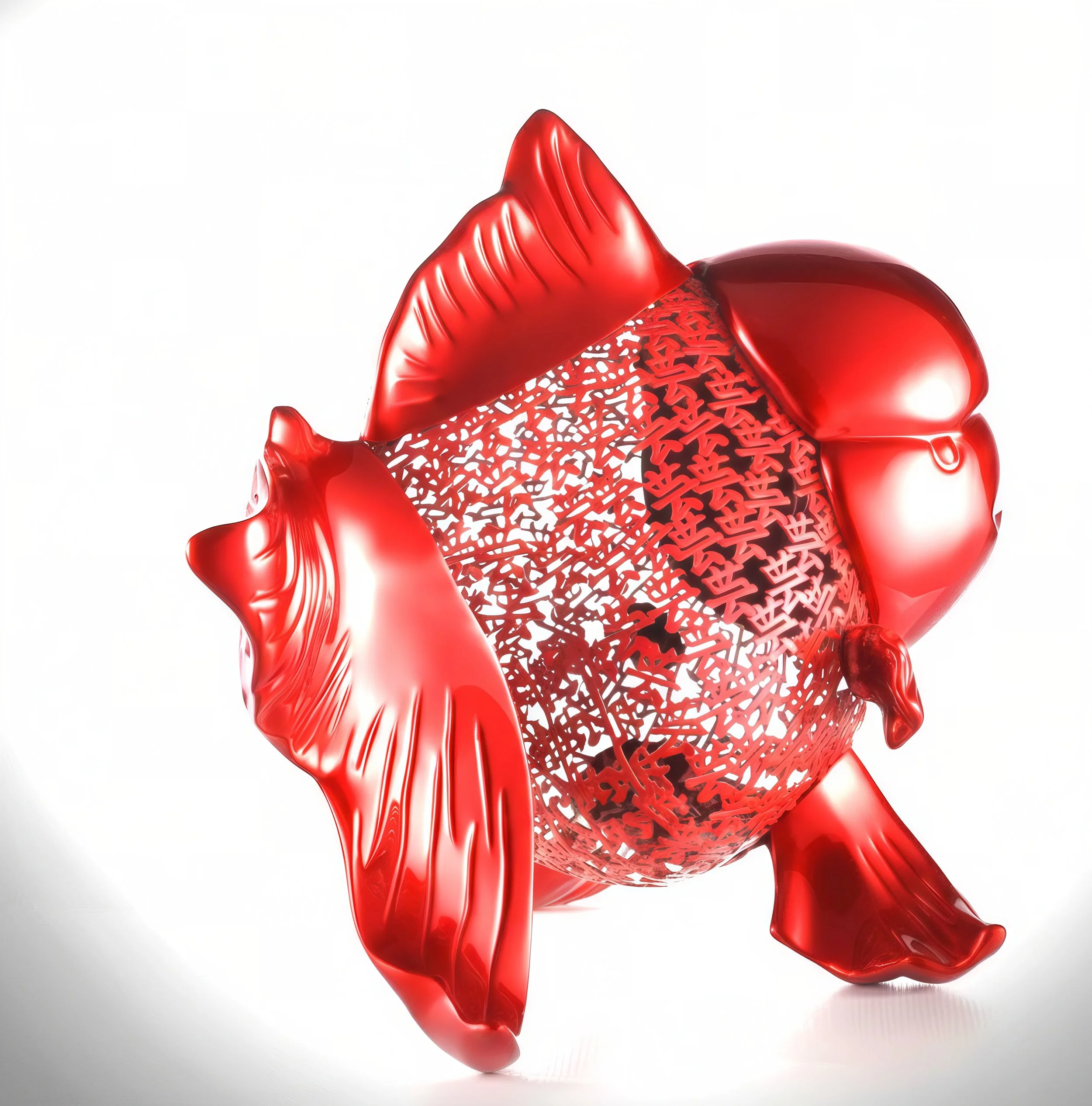 Petite Nishikigoi Elegance in Metal Red: Mizu no Kasai Whispers