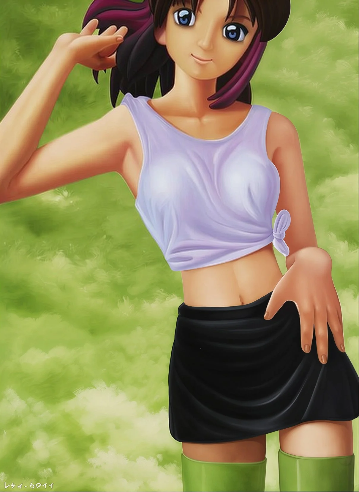 Asuka1 : Ethereal Allure on a Whispering Green Canvas