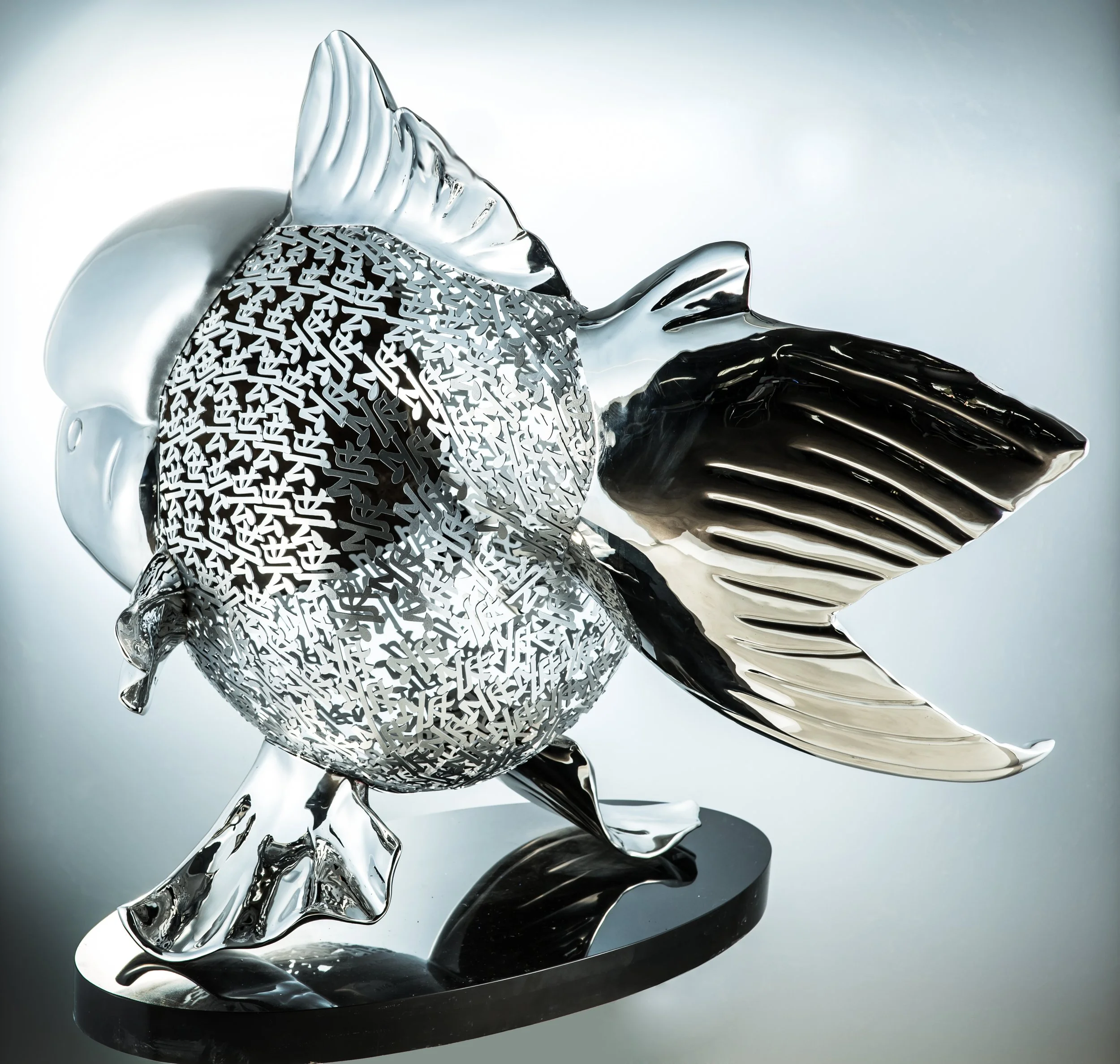 Majestic Nishikigoi in Metal Splendor : Aqueous Grandeur Silver 
