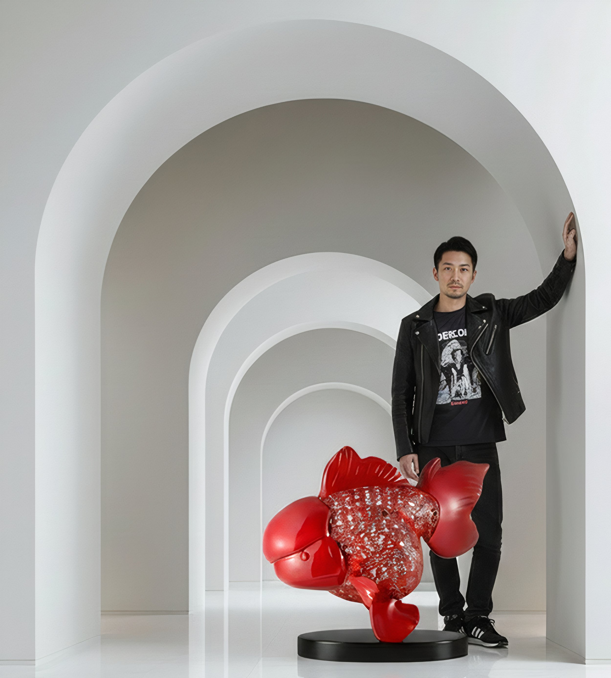 Majestic Nishikigoi in Metal Splendor : Aqueous Grandeur Scarlet