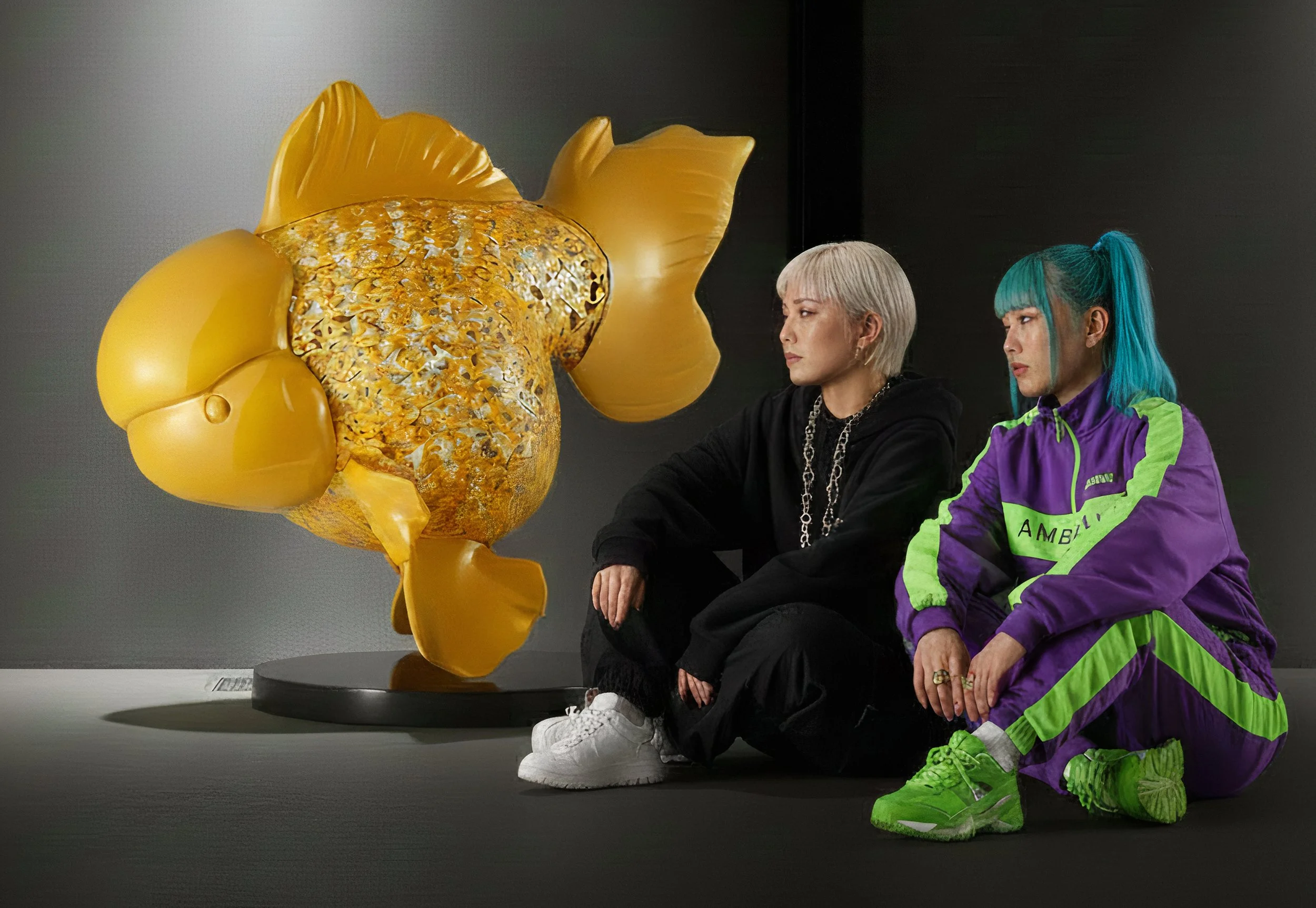 Majestic Nishikigoi in Metal Splendor : Aqueous Grandeur Yellow