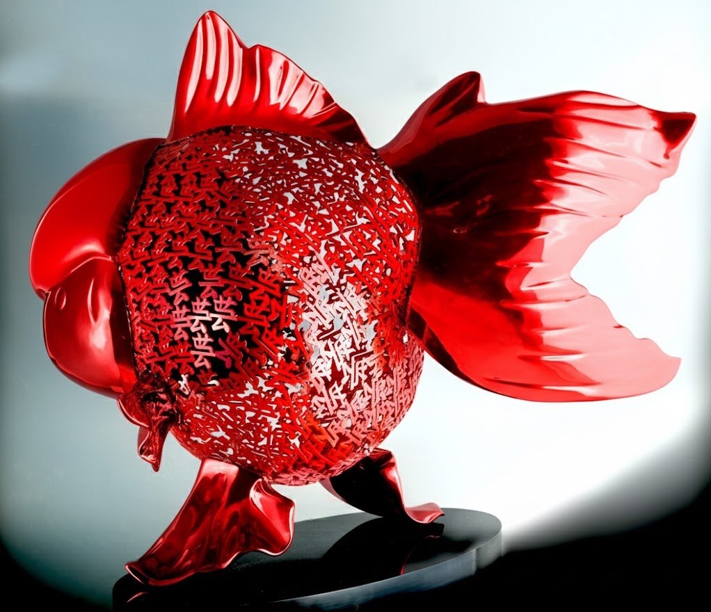 Majestic Nishikigoi in Metal Splendor : Aqueous Grandeur Scarlet