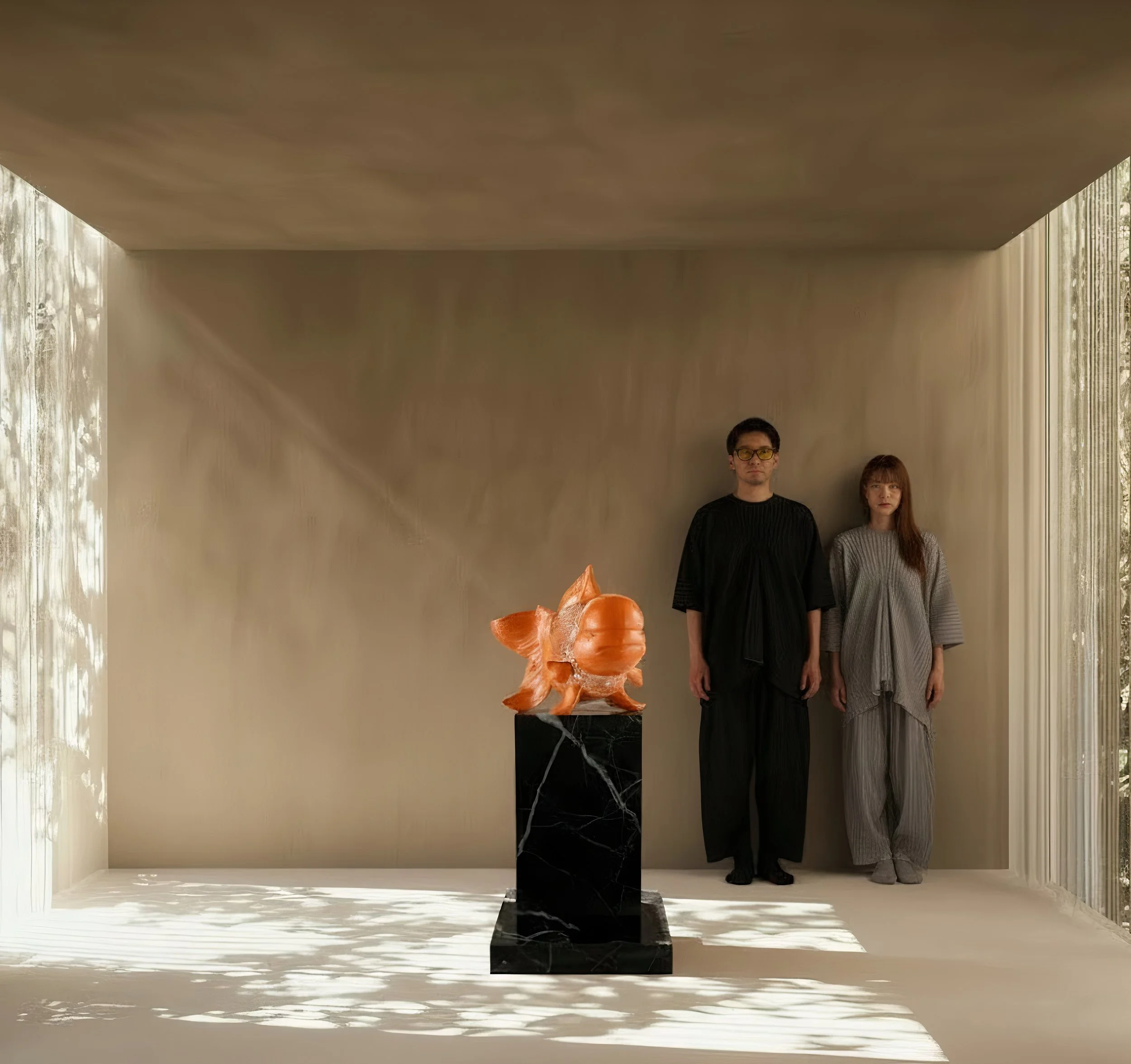 Petite Nishikigoi Elegance in Metal Orange: Mizu no Kasai Whispers 