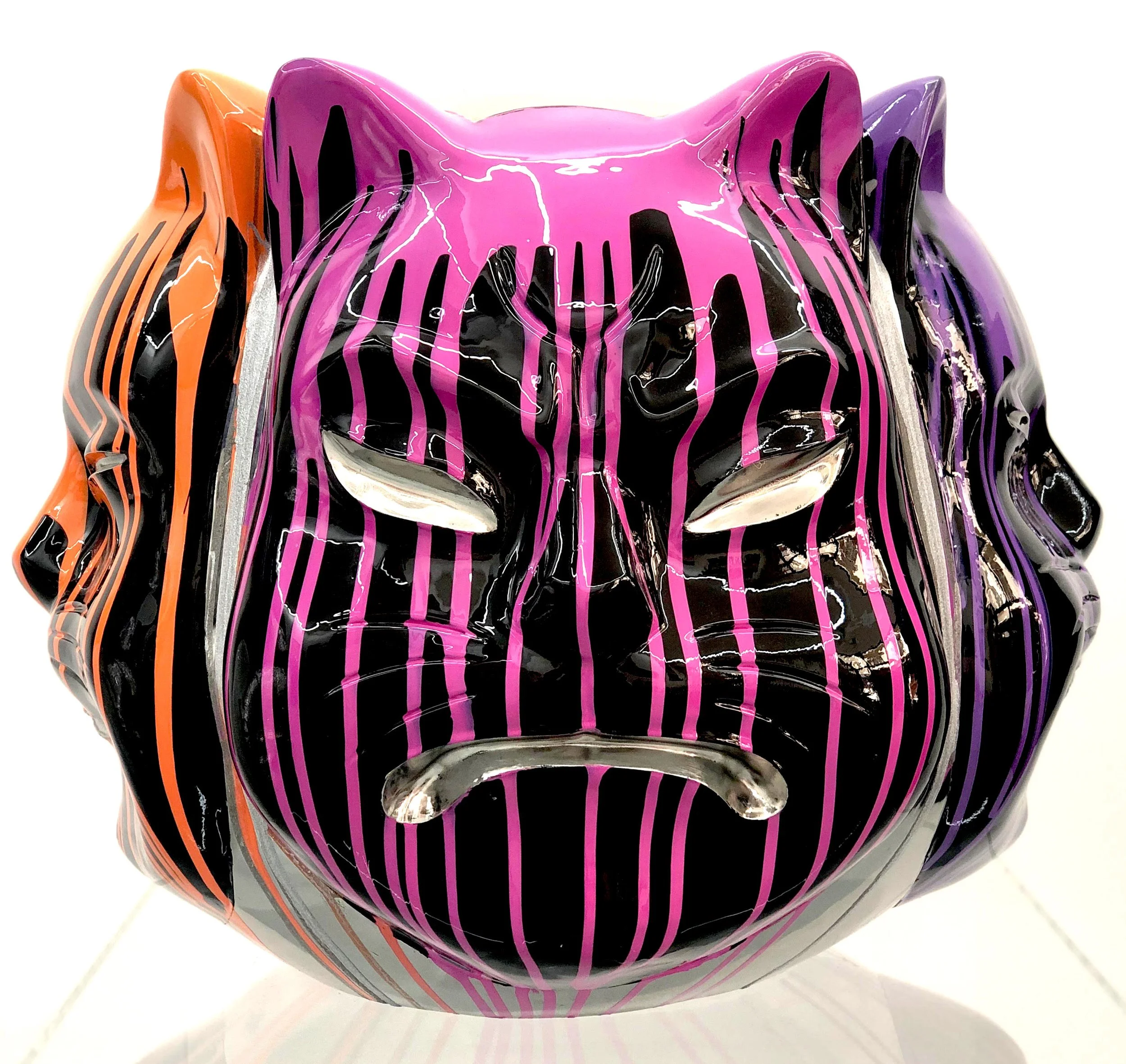 Onmyodo: Black Codex of Samuraicat — Drips of Yellow, Orange, Rose & Violet Harmony