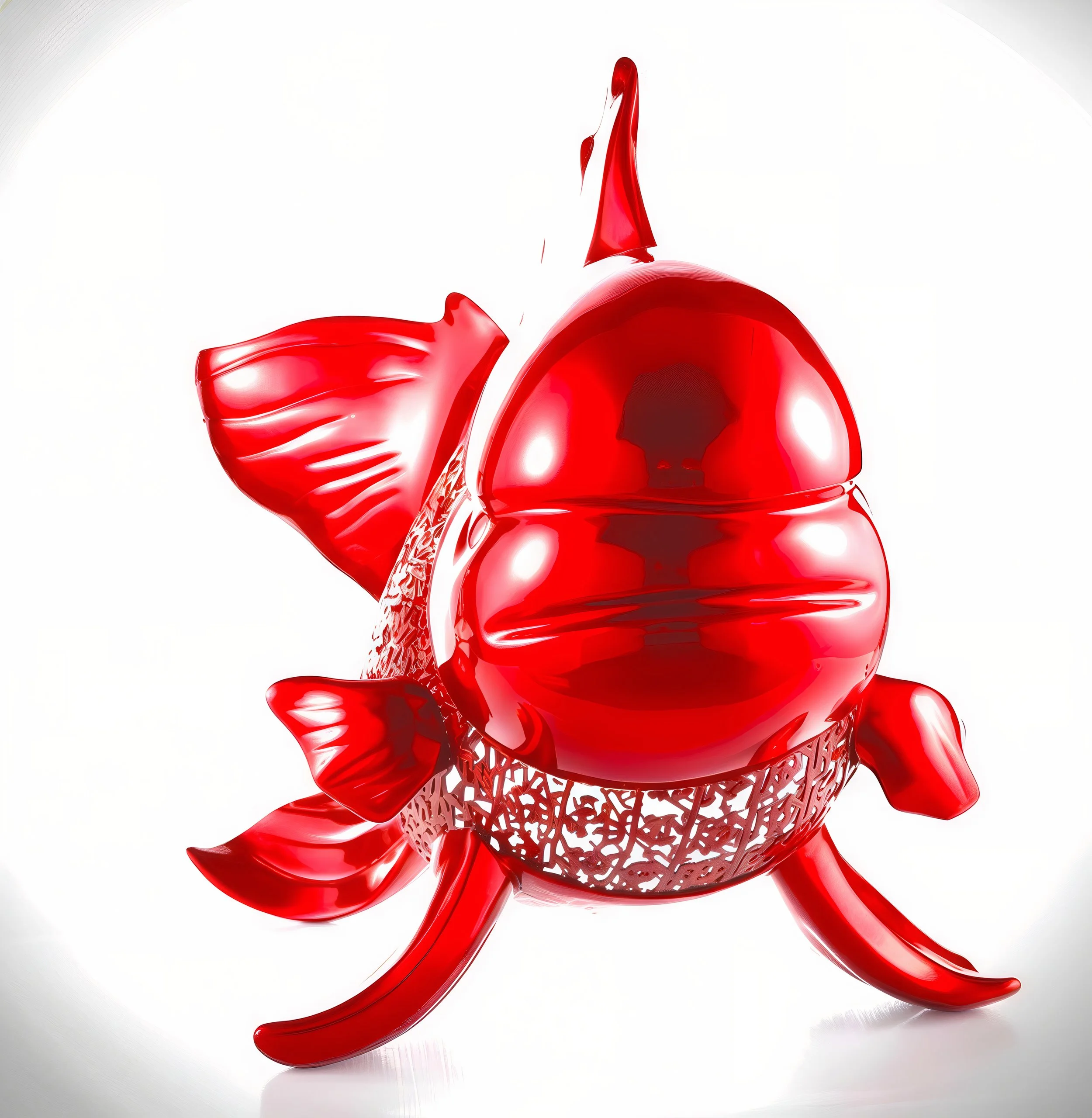 Petite Nishikigoi Elegance in Metal Red: Mizu no Kasai Whispers