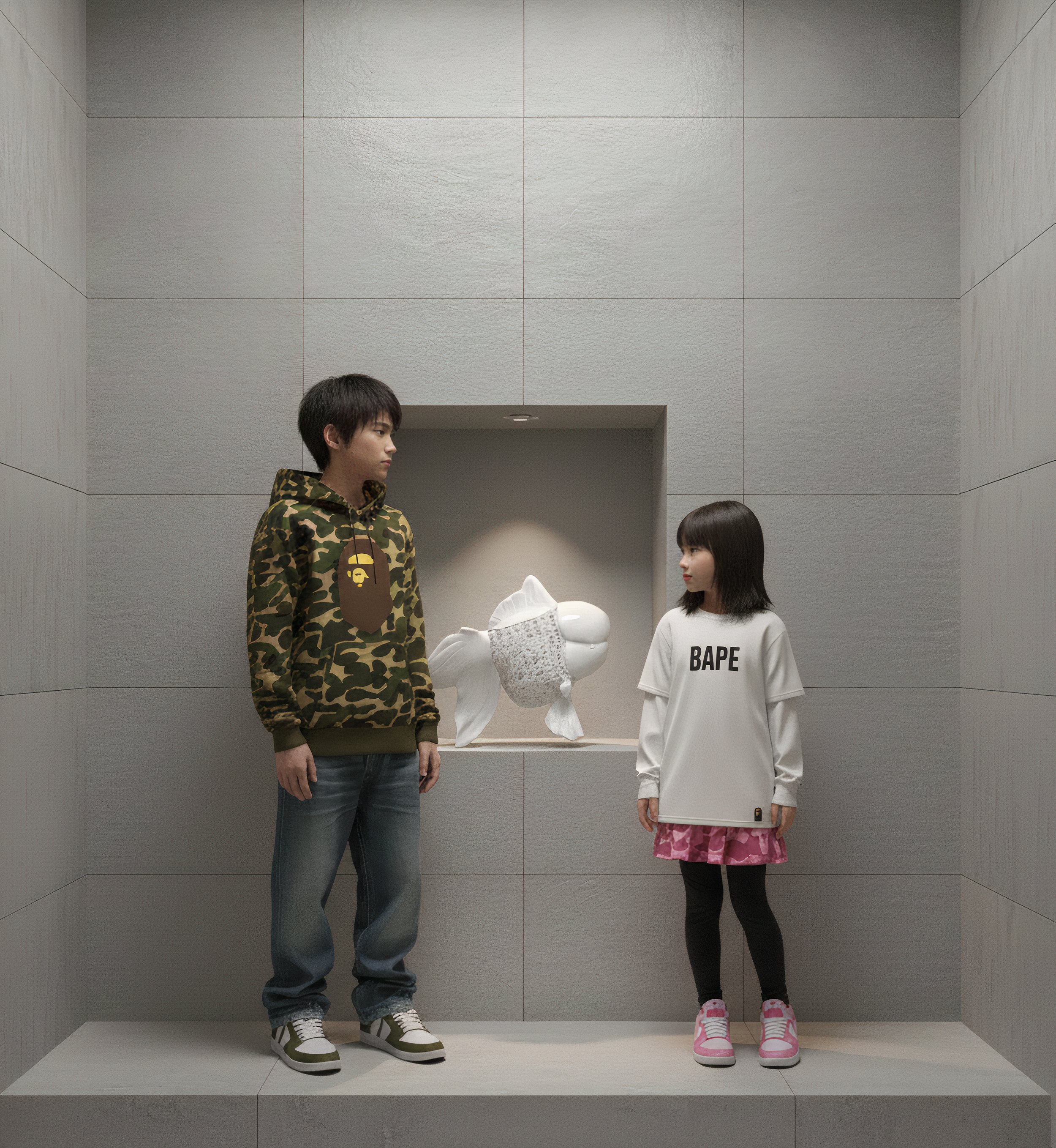 Petite Nishikigoi Elegance in Metal White: Mizu no Kasai Whispers 