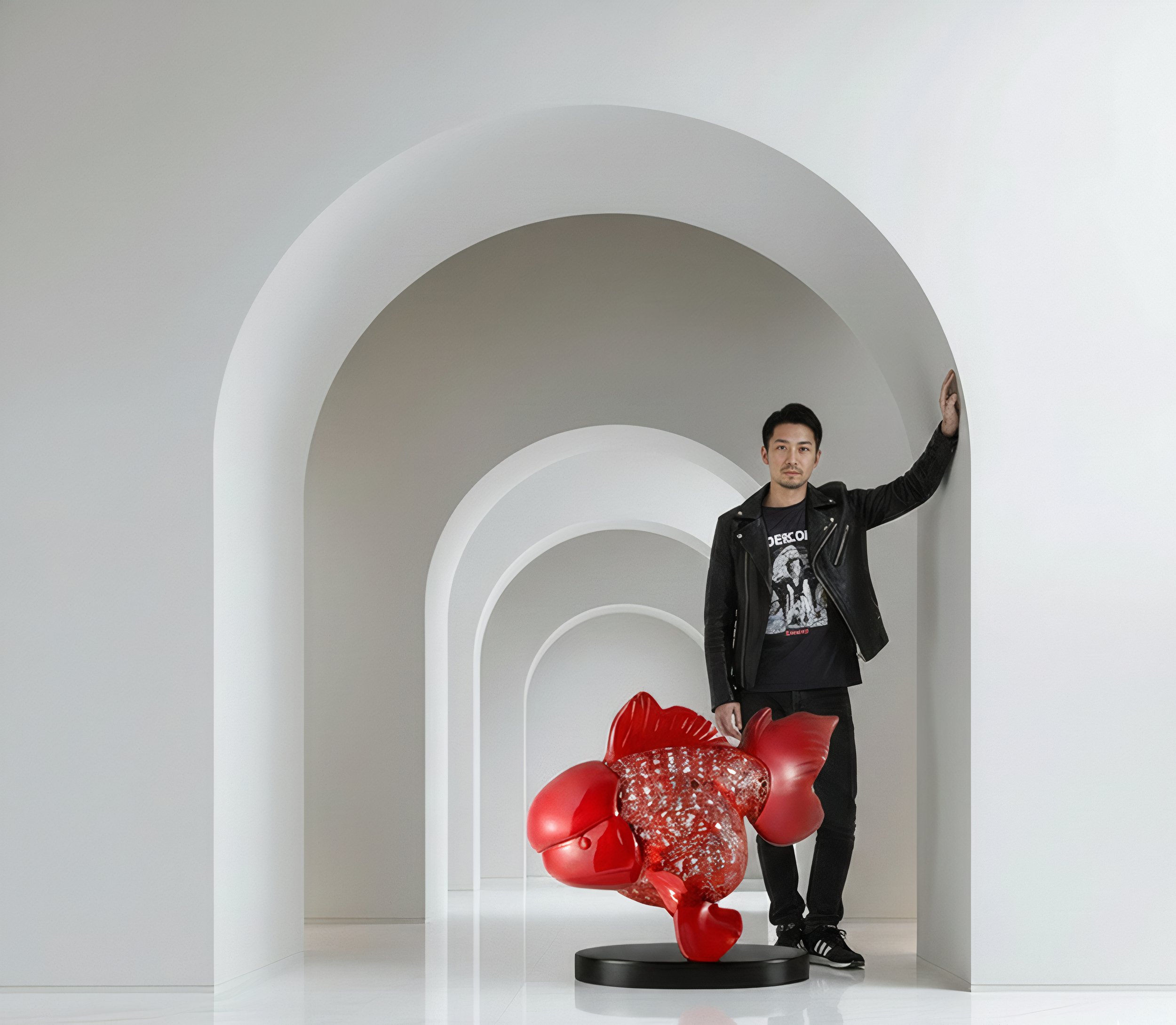 Majestic Nishikigoi in Metal Splendor : Aqueous Grandeur Scarlet