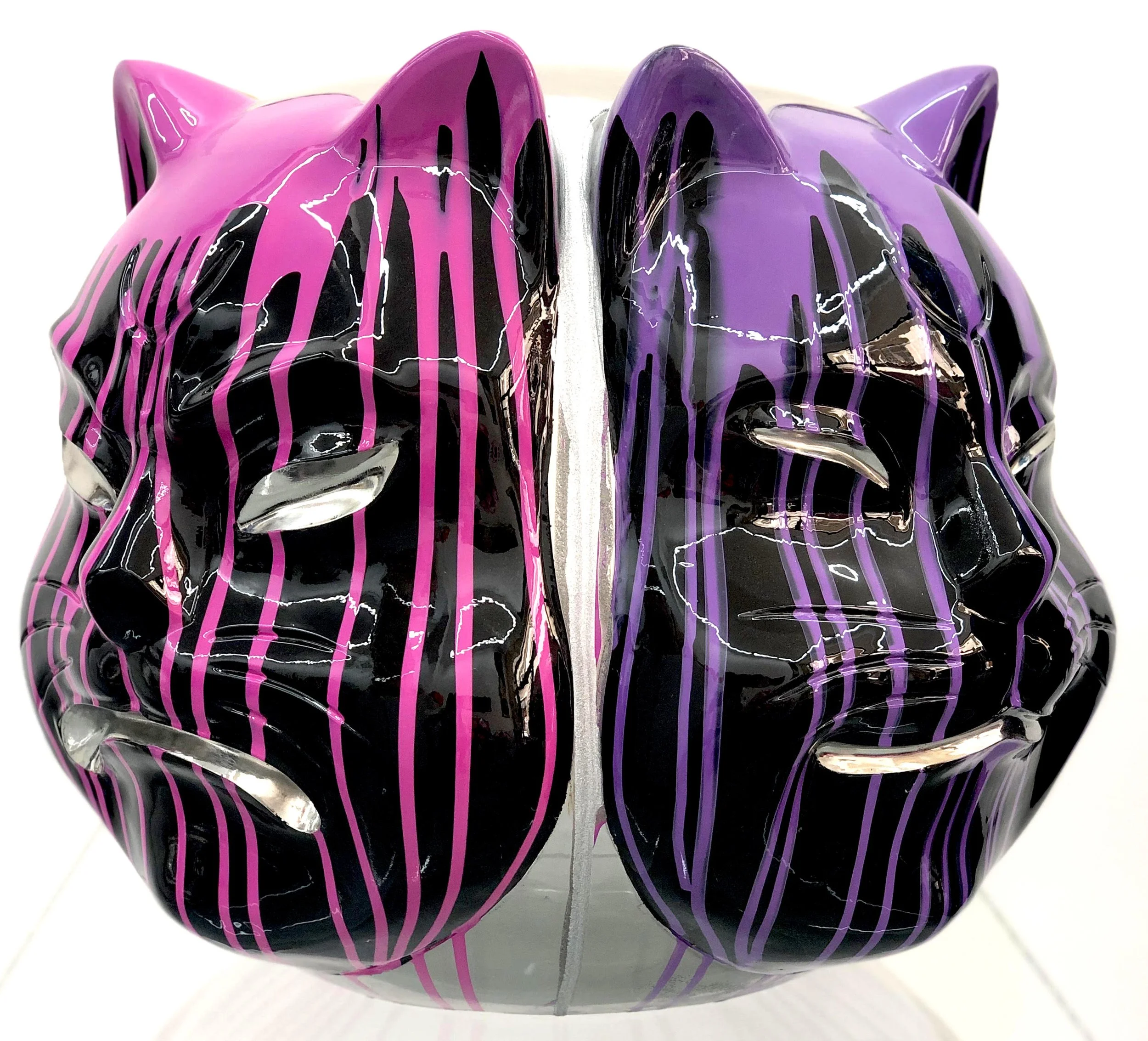 Onmyodo: Black Codex of Samuraicat — Drips of Yellow, Orange, Rose & Violet Harmony