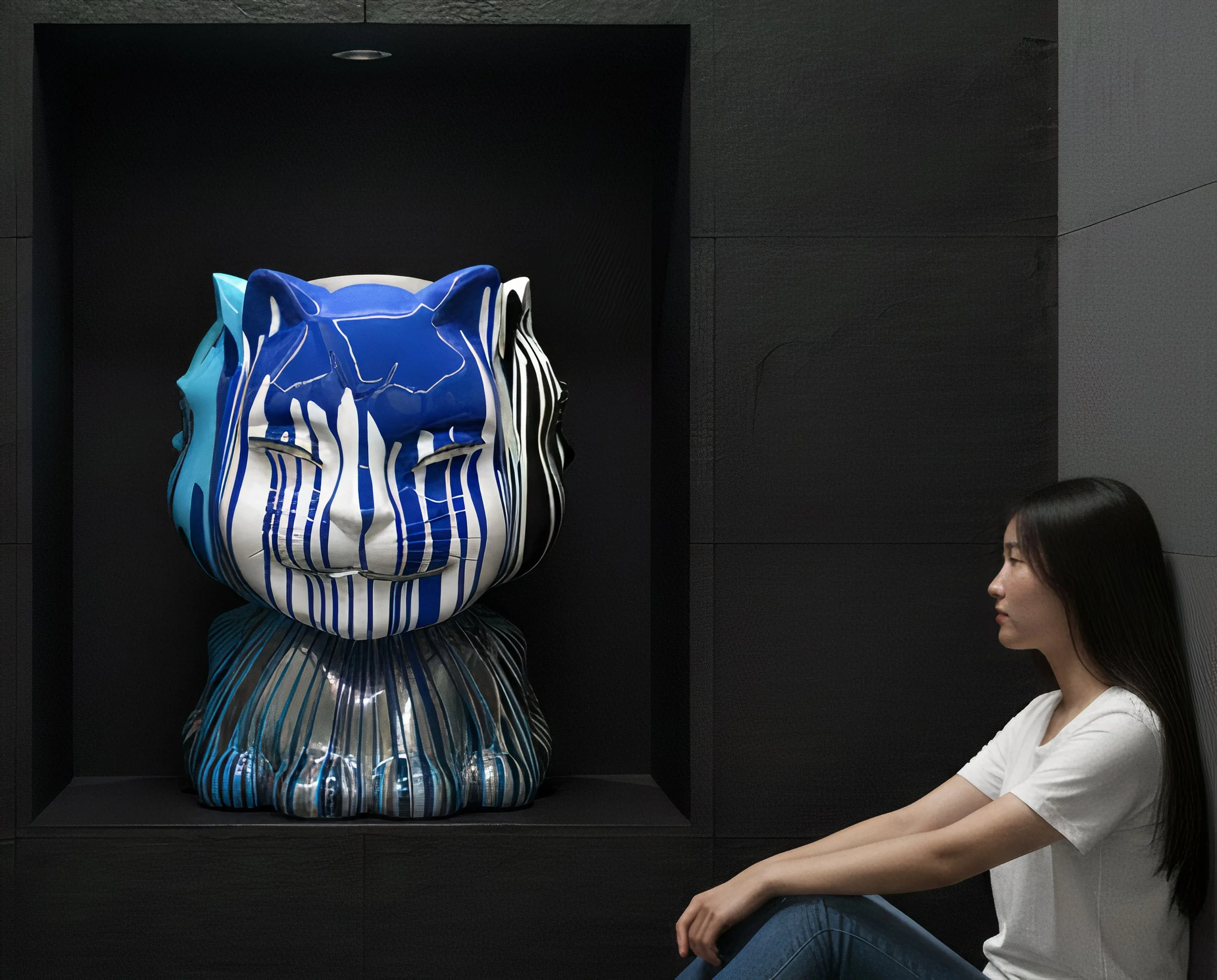 Onmyodo : The Enigmatic Faces of Samuraicat – Azure and Midnight Currents in the Codex of Dualities