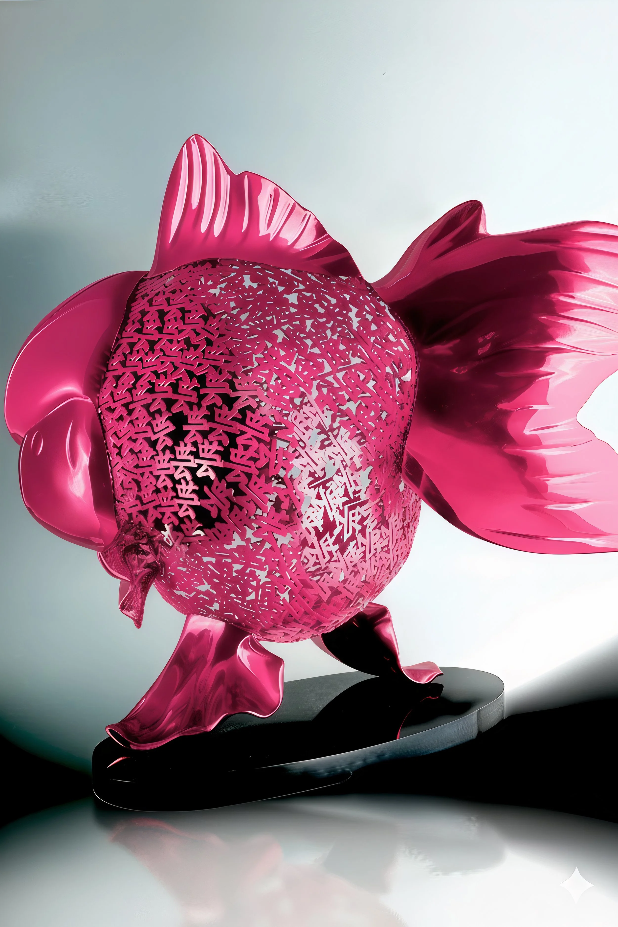 Majestic Nishikigoi in Metal Splendor: Aqueous Grandeur Pink