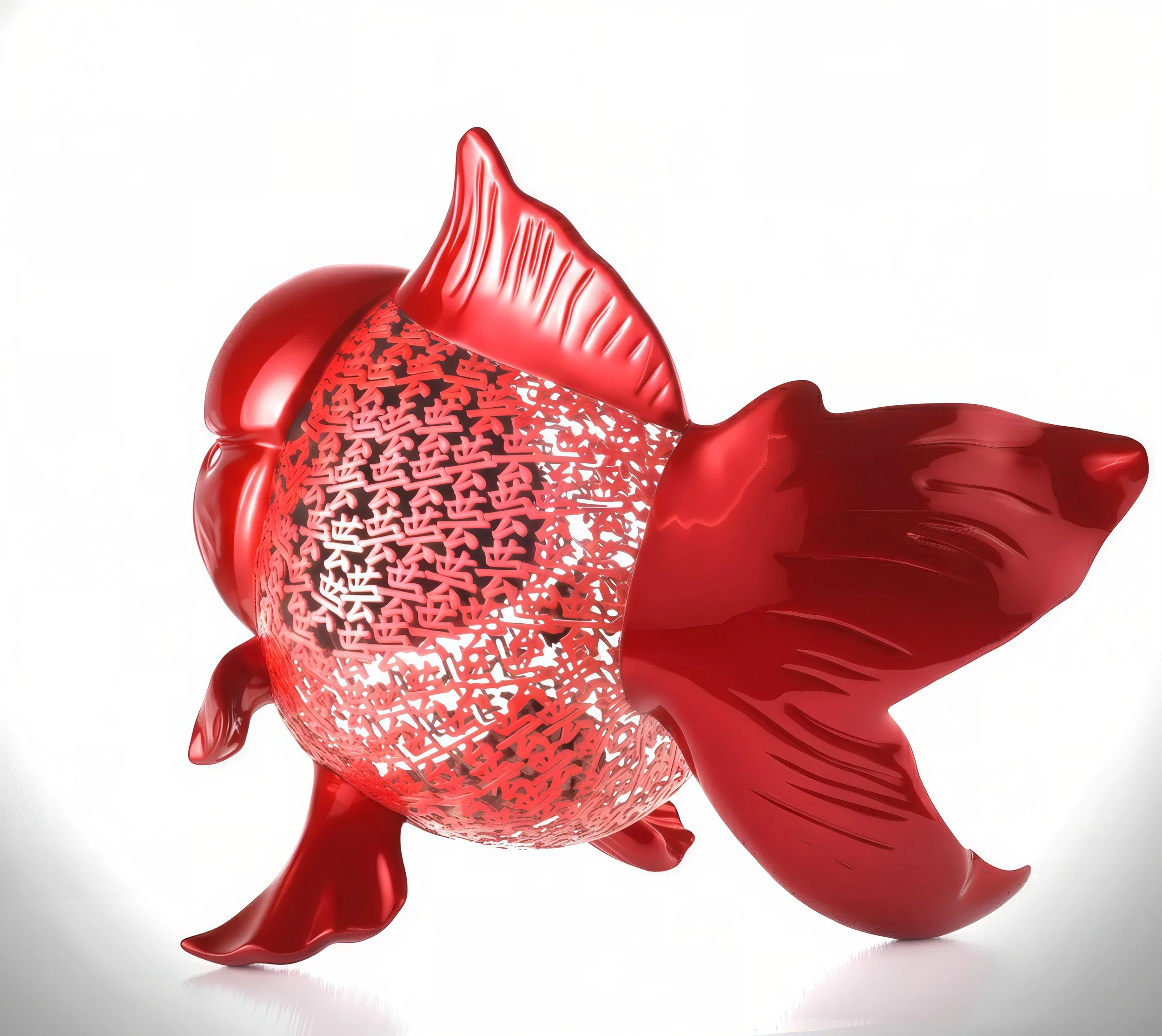 Petite Nishikigoi Elegance in Metal Red: Mizu no Kasai Whispers