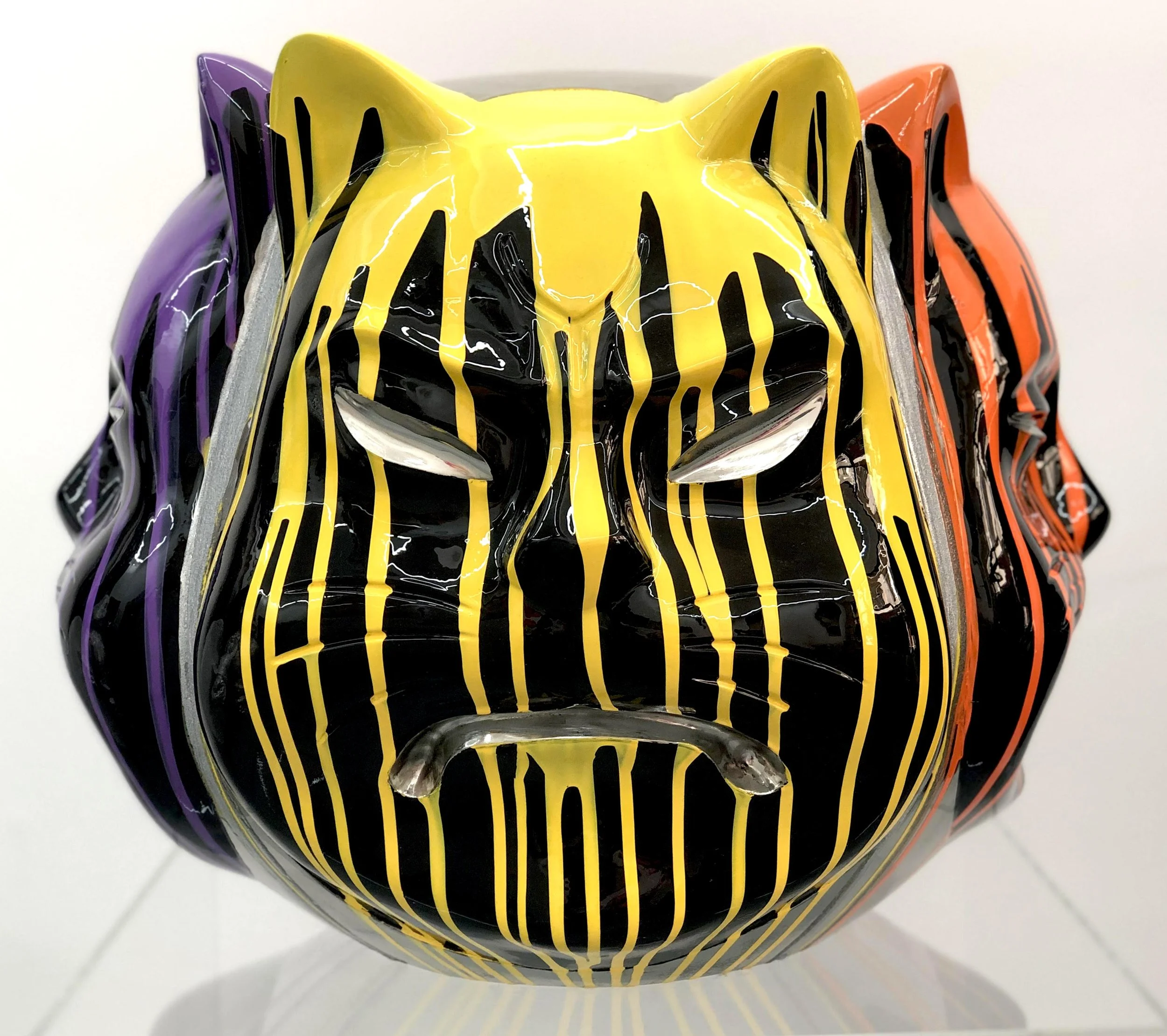 Onmyodo: Black Codex of Samuraicat — Drips of Yellow, Orange, Rose & Violet Harmony