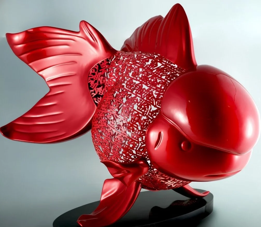 Majestic Nishikigoi in Metal Splendor : Aqueous Grandeur Scarlet