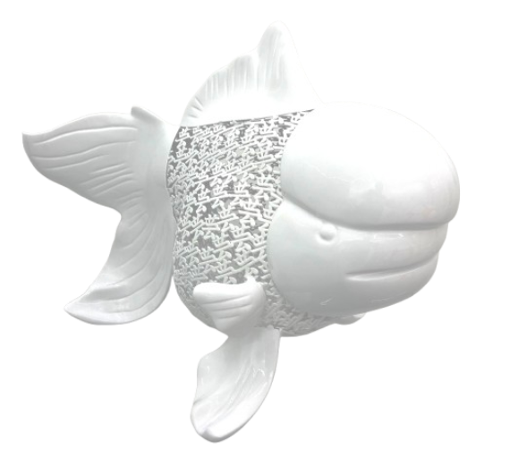 Petite Nishikigoi Elegance in Metal White: Mizu no Kasai Whispers 