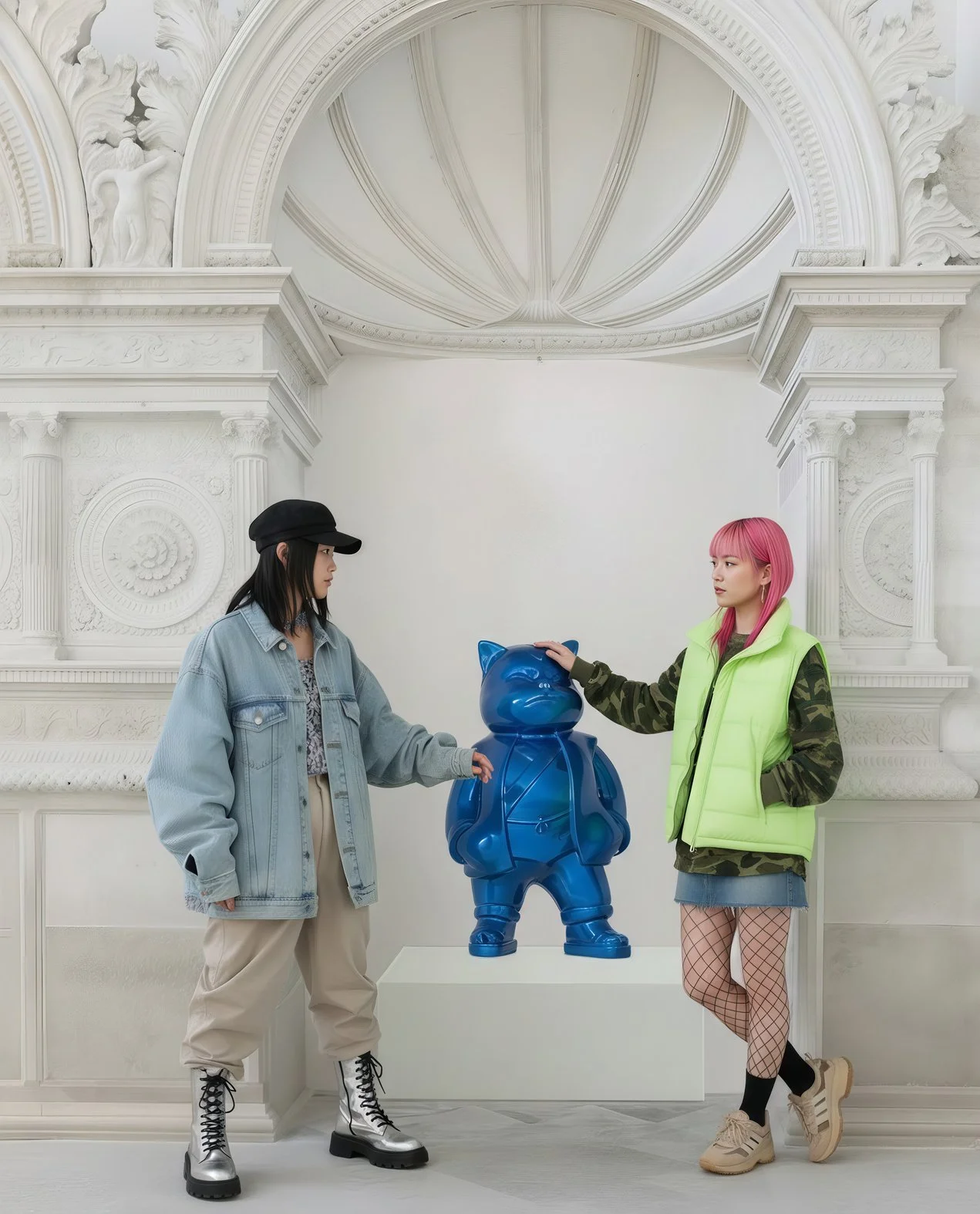 Urbancat Elegance: Blue Metropolis Muse