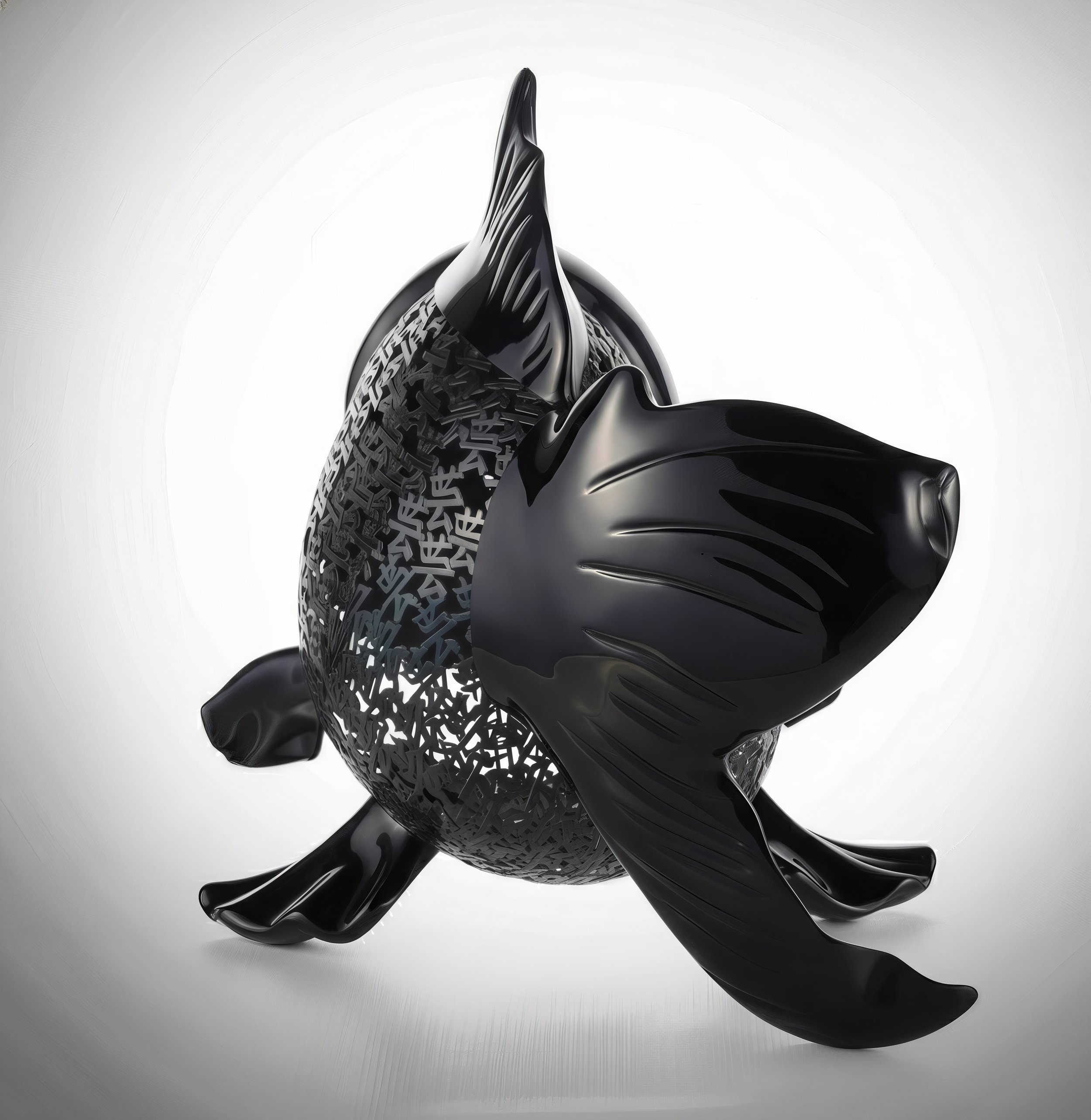 Petite Nishikigoi Elegance in Metal Black: Mizu no Kasai Whispers 