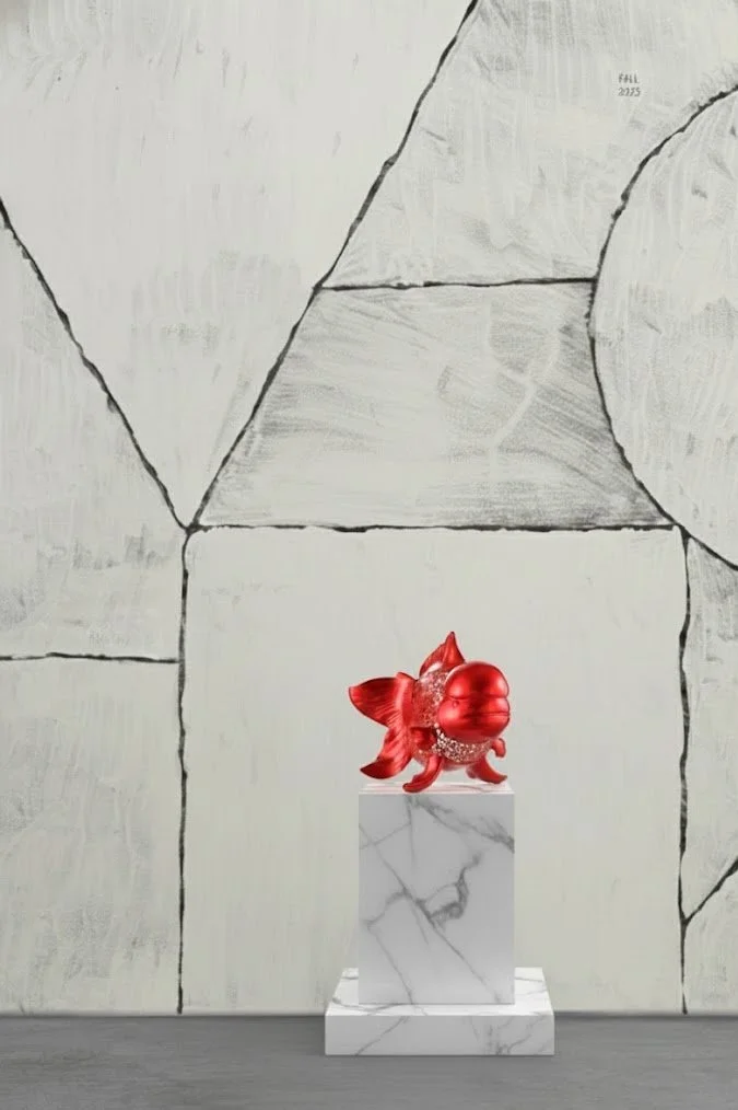 Petite Nishikigoi Elegance in Metal Red: Mizu no Kasai Whispers