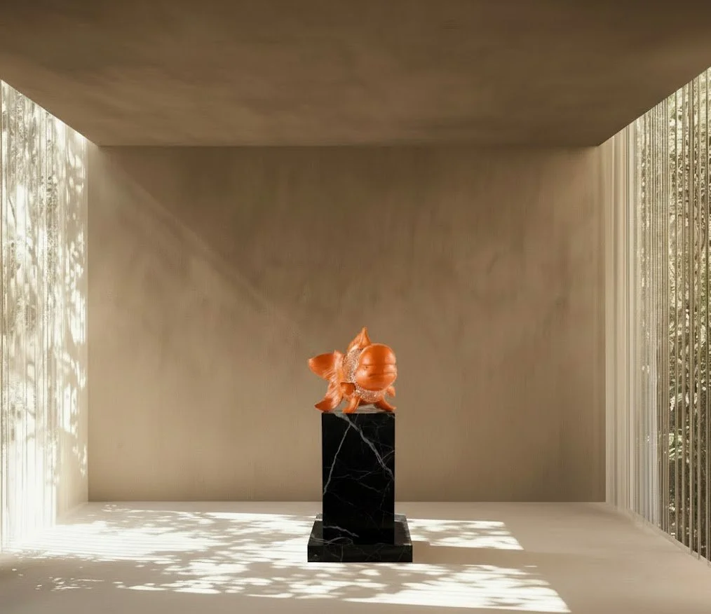 Petite Nishikigoi Elegance in Metal Orange: Mizu no Kasai Whispers 