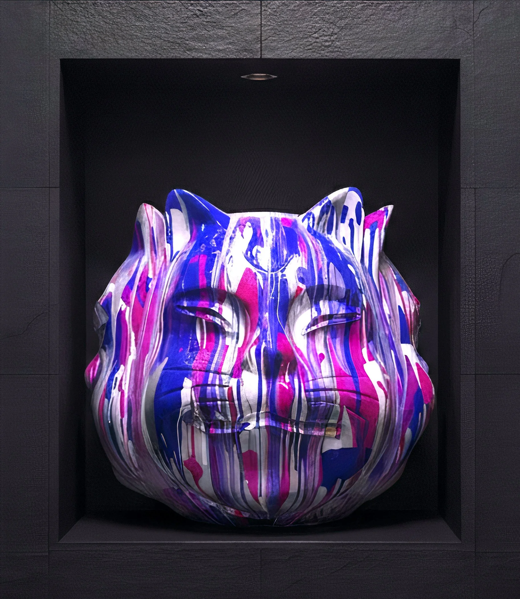 Onmyodo : Samuraicat Submerged in Veils of White, Crimson, Violet, Silver and Black within the Codex of Dualities