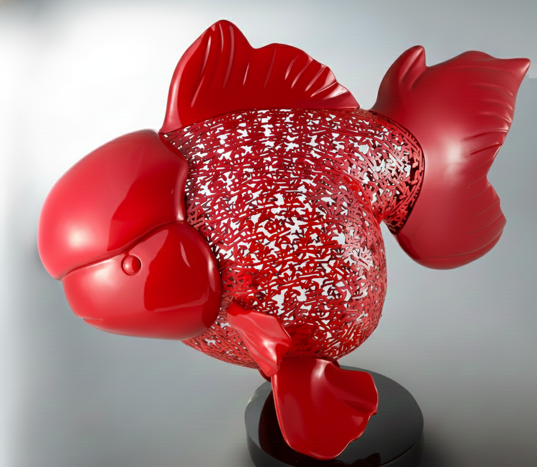 Majestic Nishikigoi in Metal Splendor : Aqueous Grandeur Scarlet