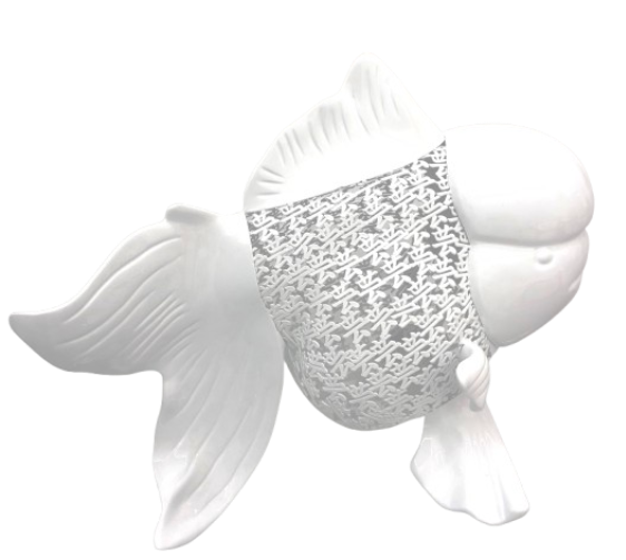 Petite Nishikigoi Elegance in Metal White: Mizu no Kasai Whispers 