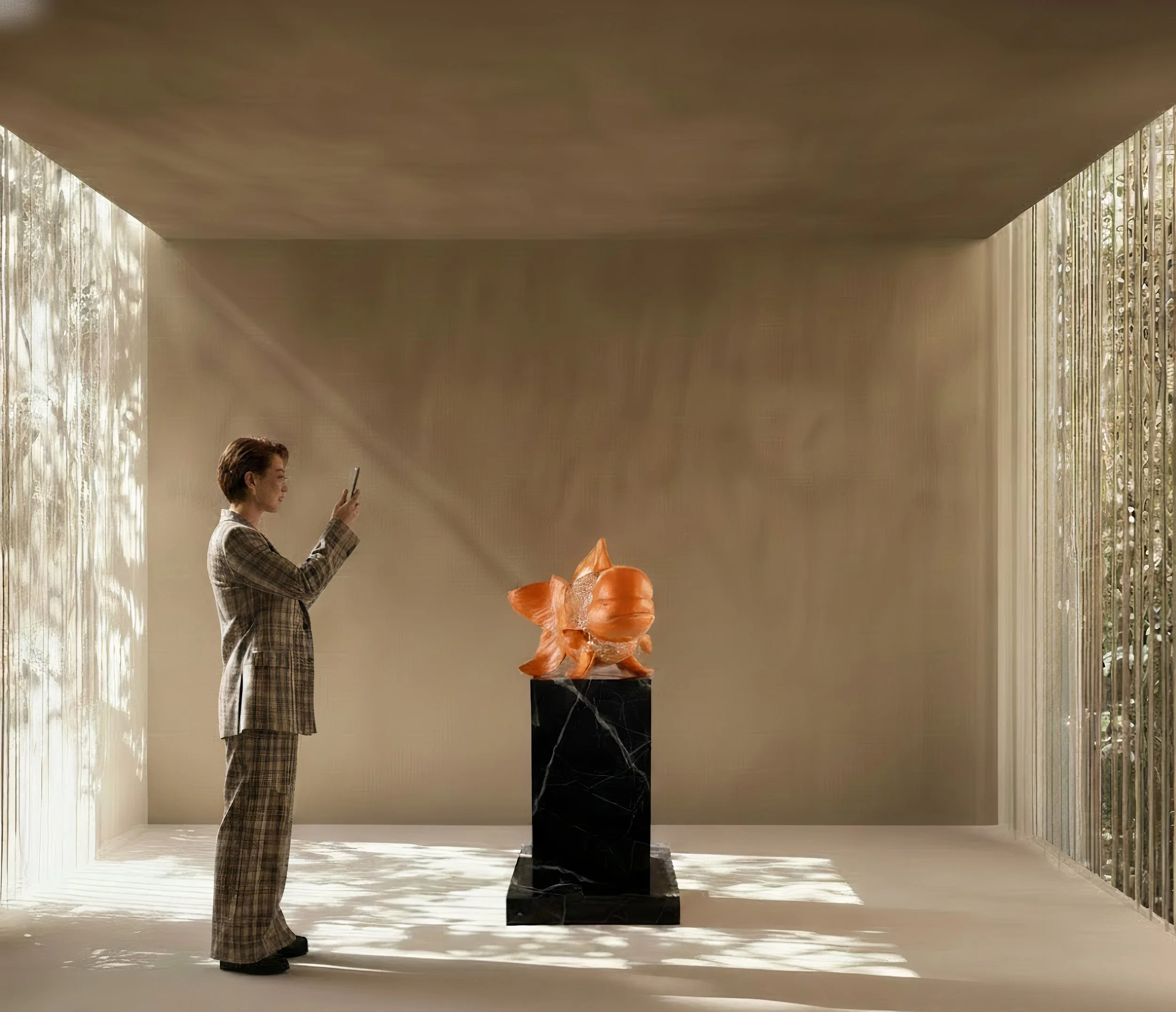 Petite Nishikigoi Elegance in Metal Orange: Mizu no Kasai Whispers 