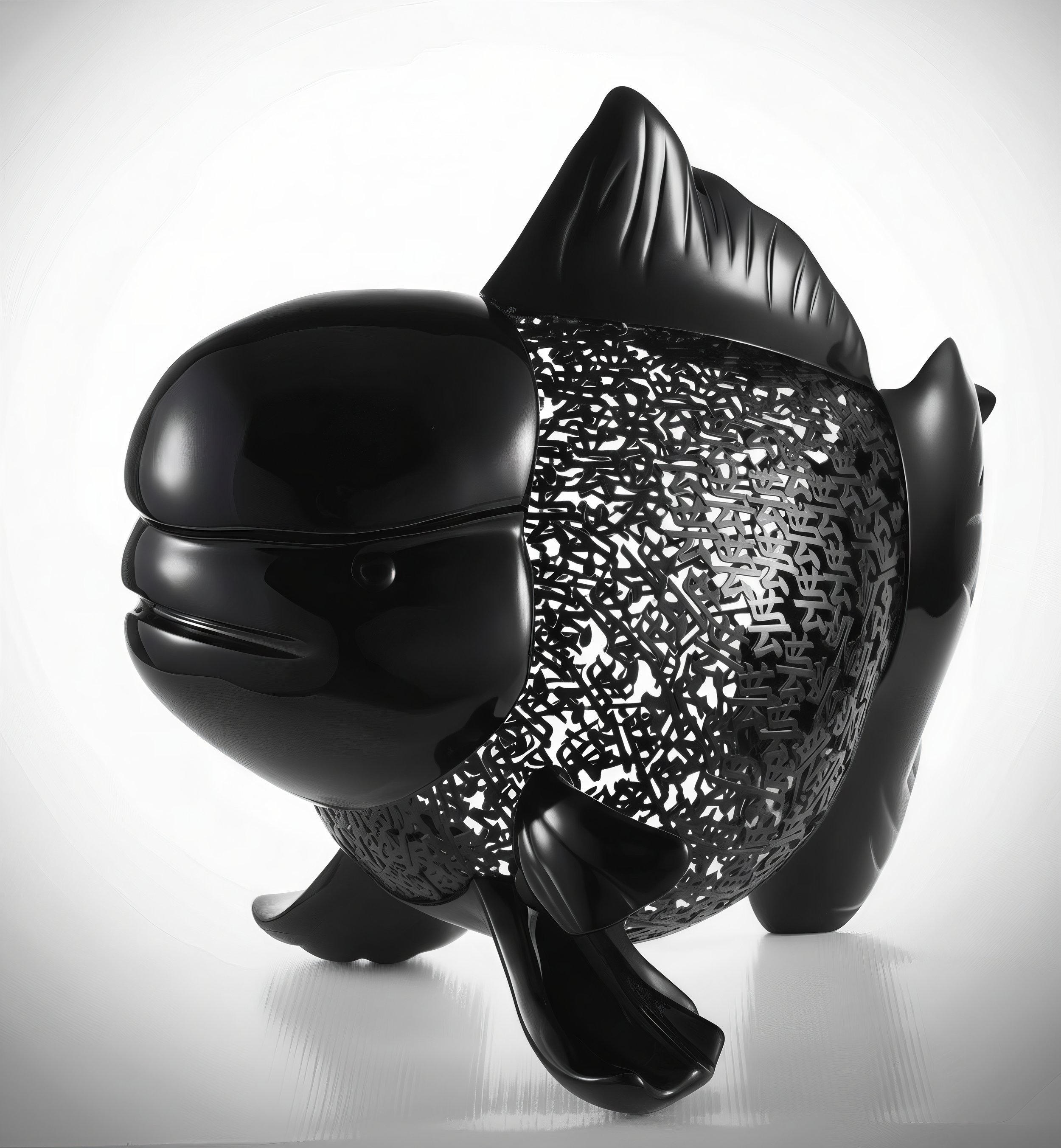 Petite Nishikigoi Elegance in Metal Black: Mizu no Kasai Whispers 