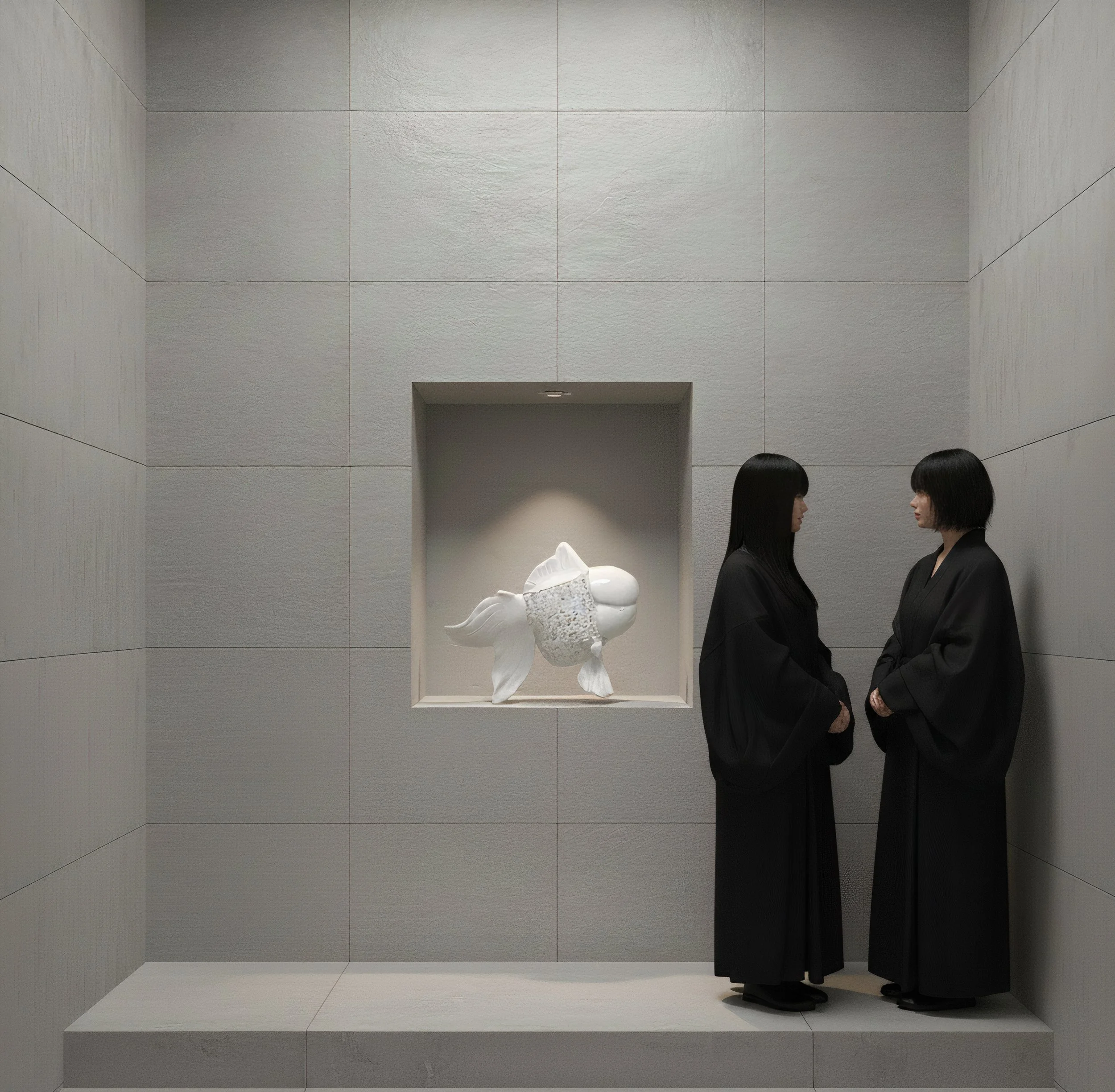 Petite Nishikigoi Elegance in Metal White: Mizu no Kasai Whispers 