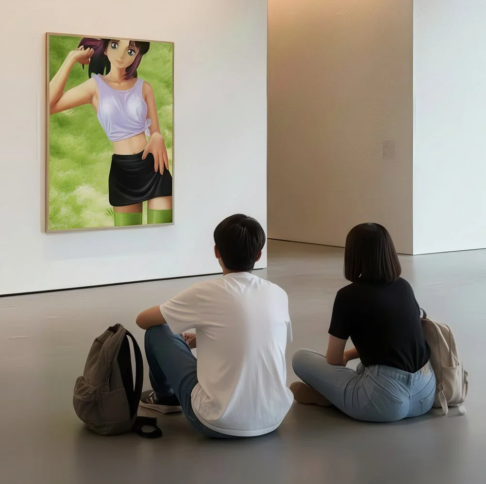 Asuka1 : Ethereal Allure on a Whispering Green Canvas