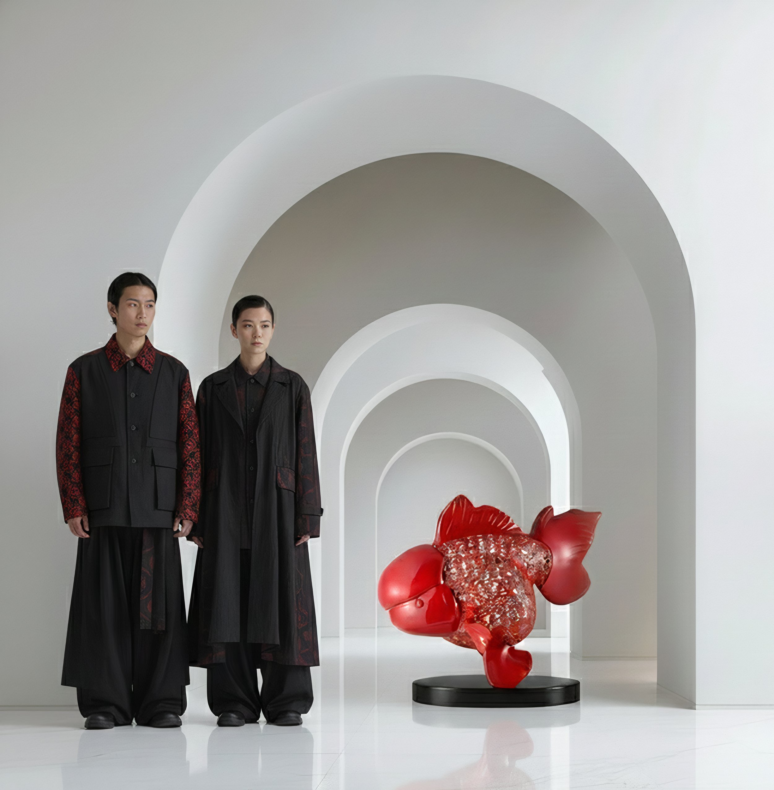 Majestic Nishikigoi in Metal Splendor : Aqueous Grandeur Scarlet