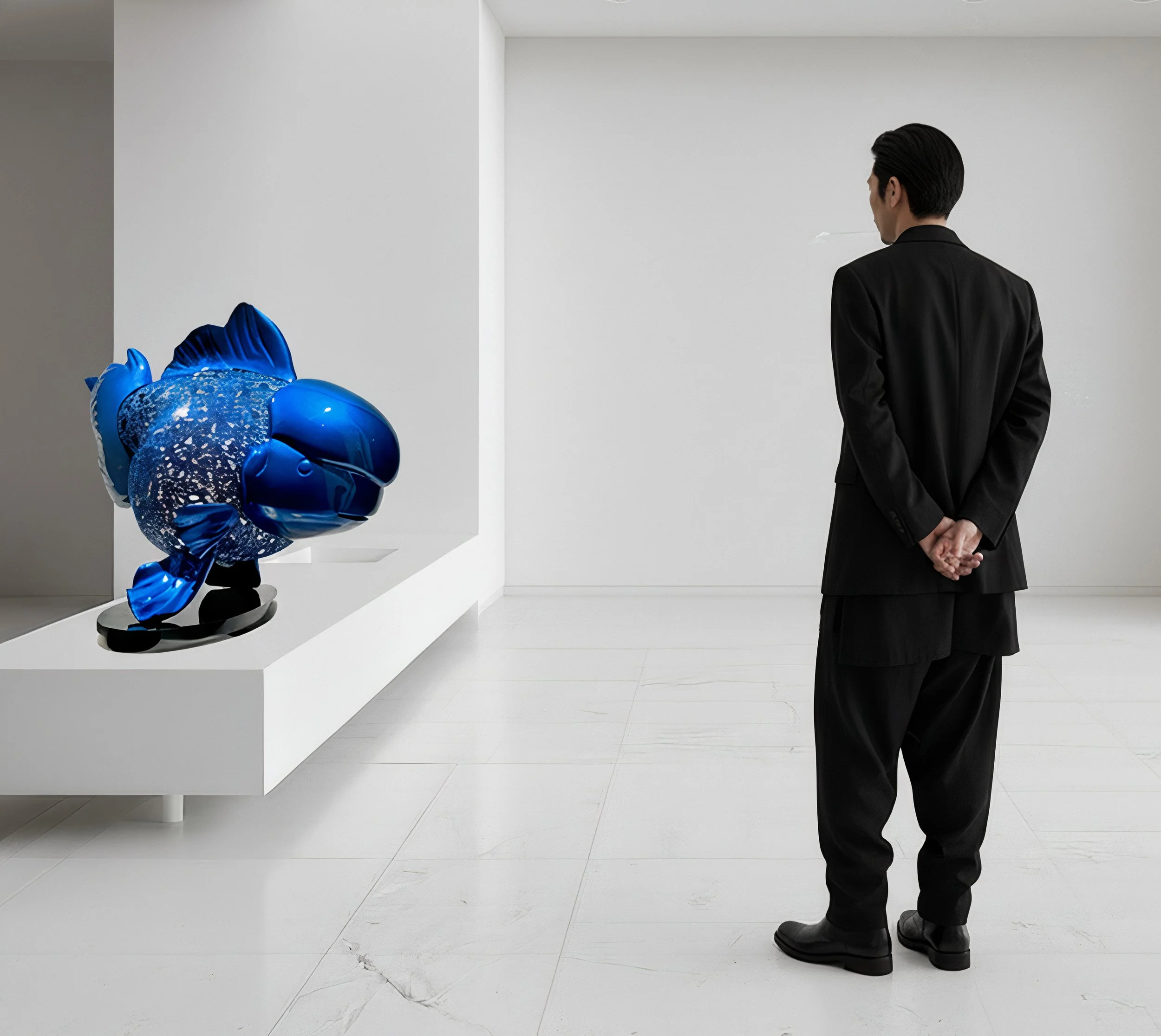 Majestic Nishikigoi in Metal Splendor : Aqueous Grandeur Blu