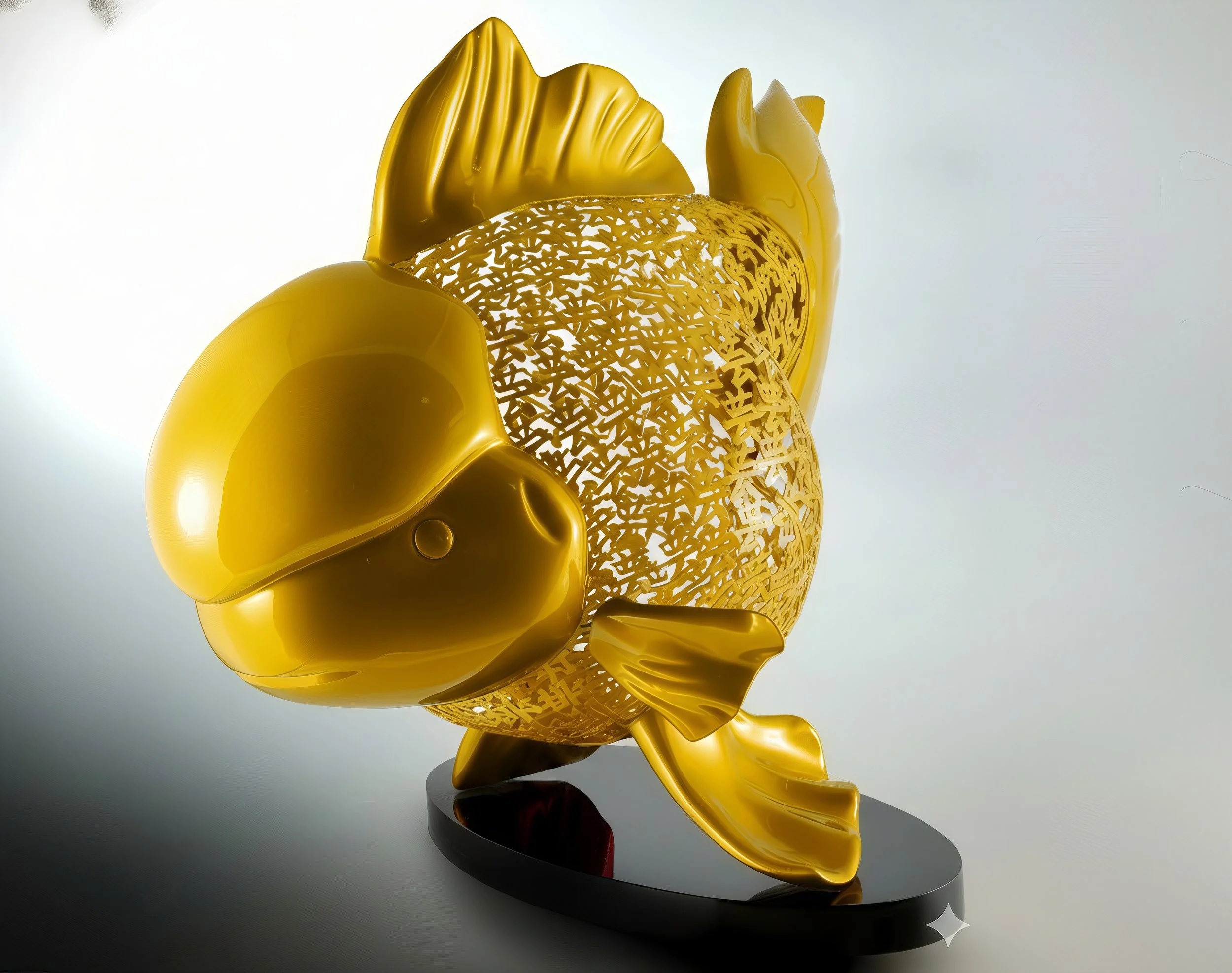 Majestic Nishikigoi in Metal Splendor: Aqueous Grandeur Yellow