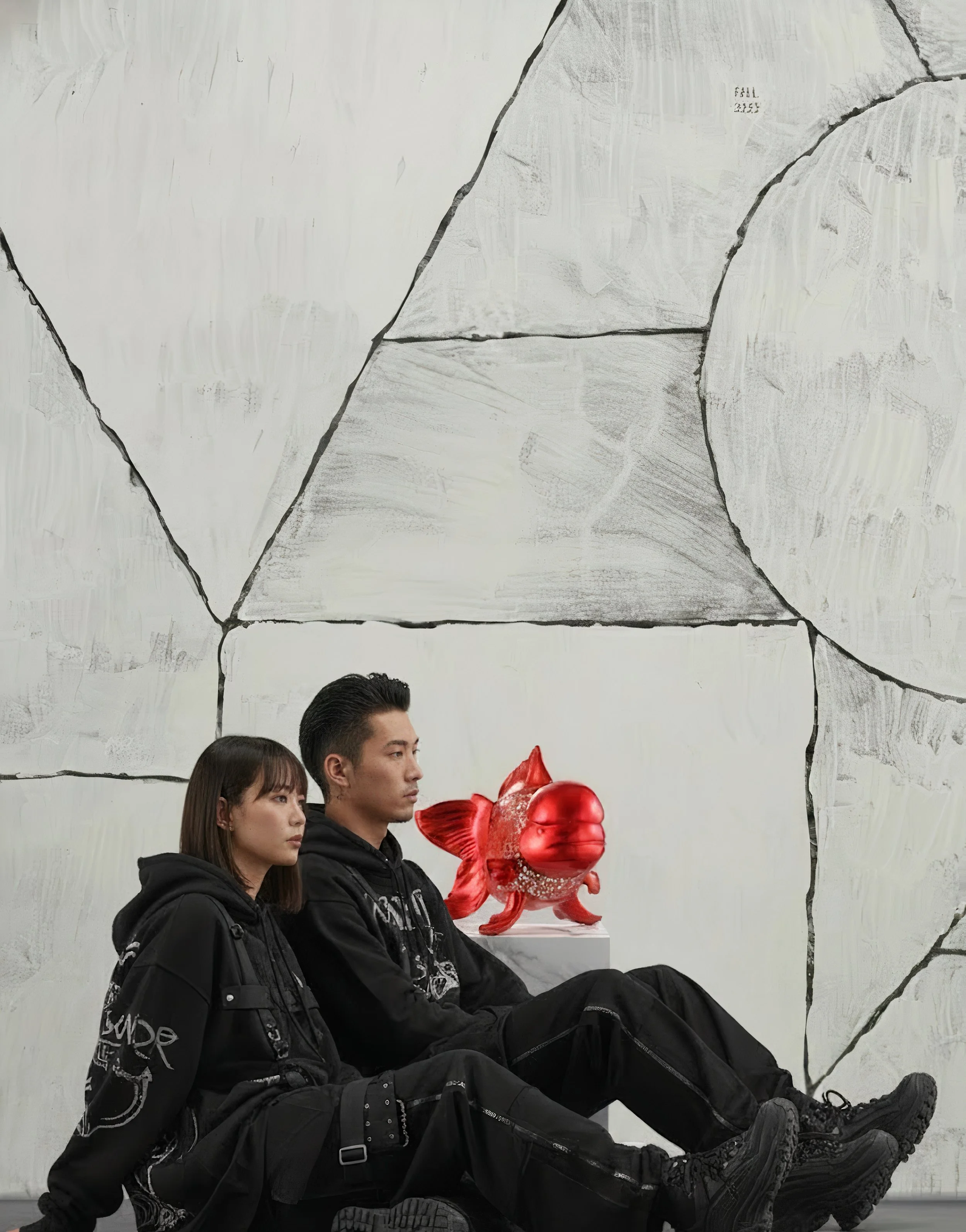 Petite Nishikigoi Elegance in Metal Red: Mizu no Kasai Whispers