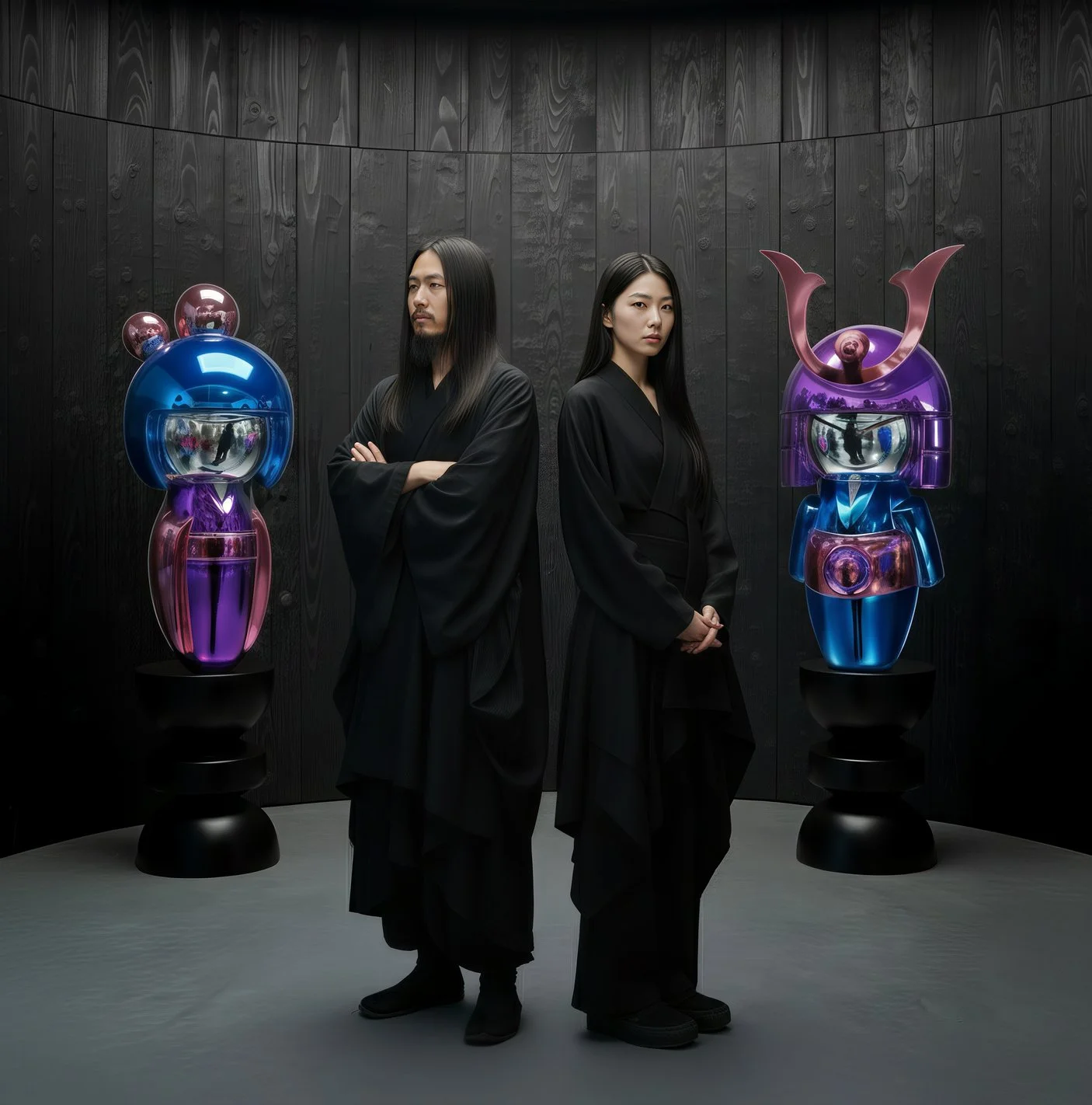 Japanese Neo-Pop sculpture combining tradition and futuristic aesthetics