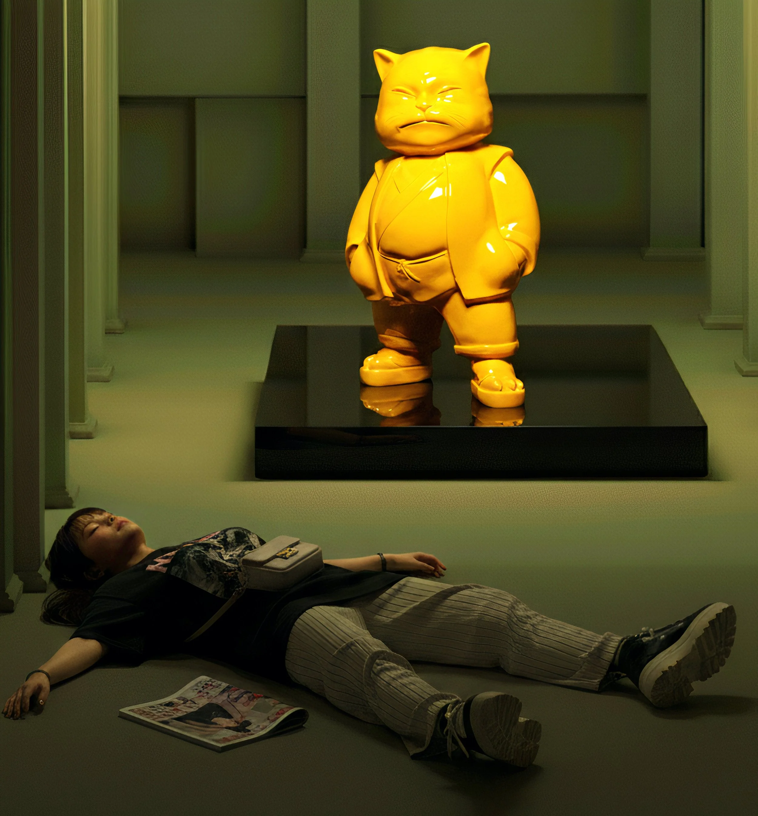 Urbancat Elegance: Yellow Metropolis Muse