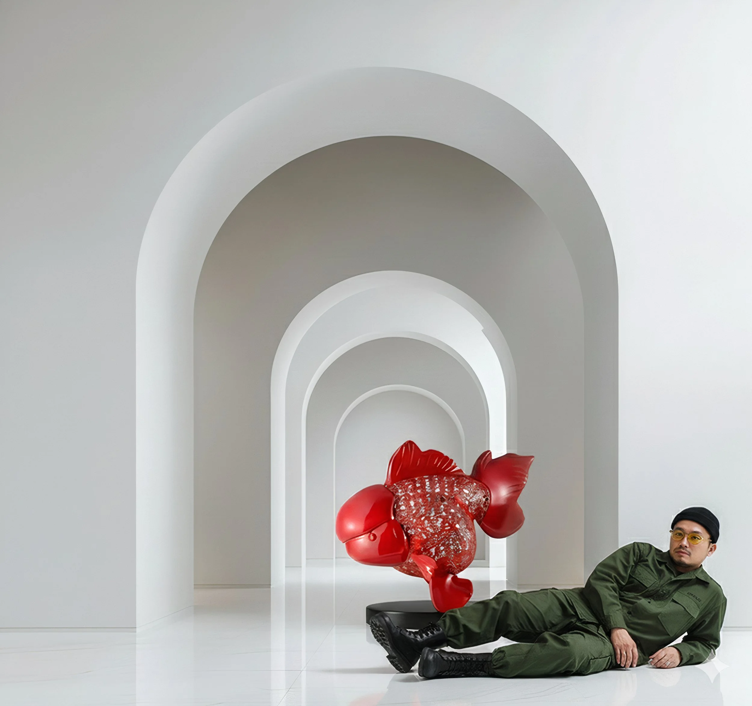 Majestic Nishikigoi in Metal Splendor : Aqueous Grandeur Scarlet