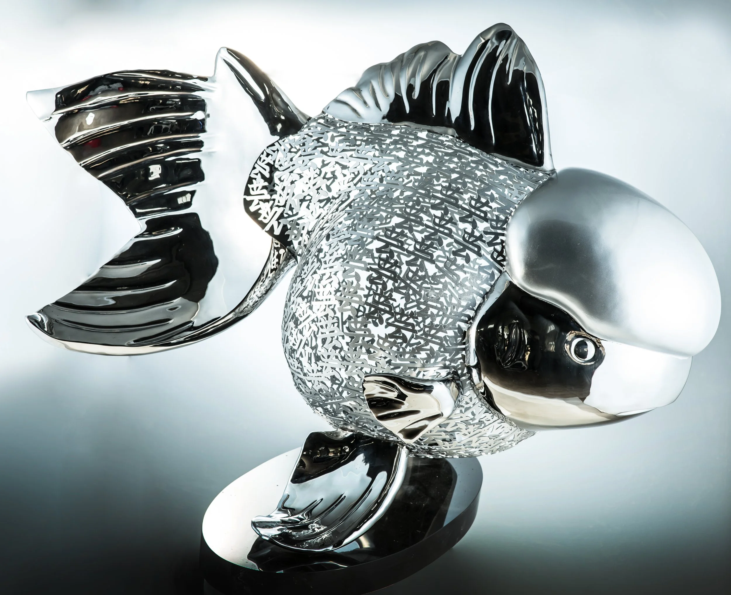 Majestic Nishikigoi in Metal Splendor : Aqueous Grandeur Silver 