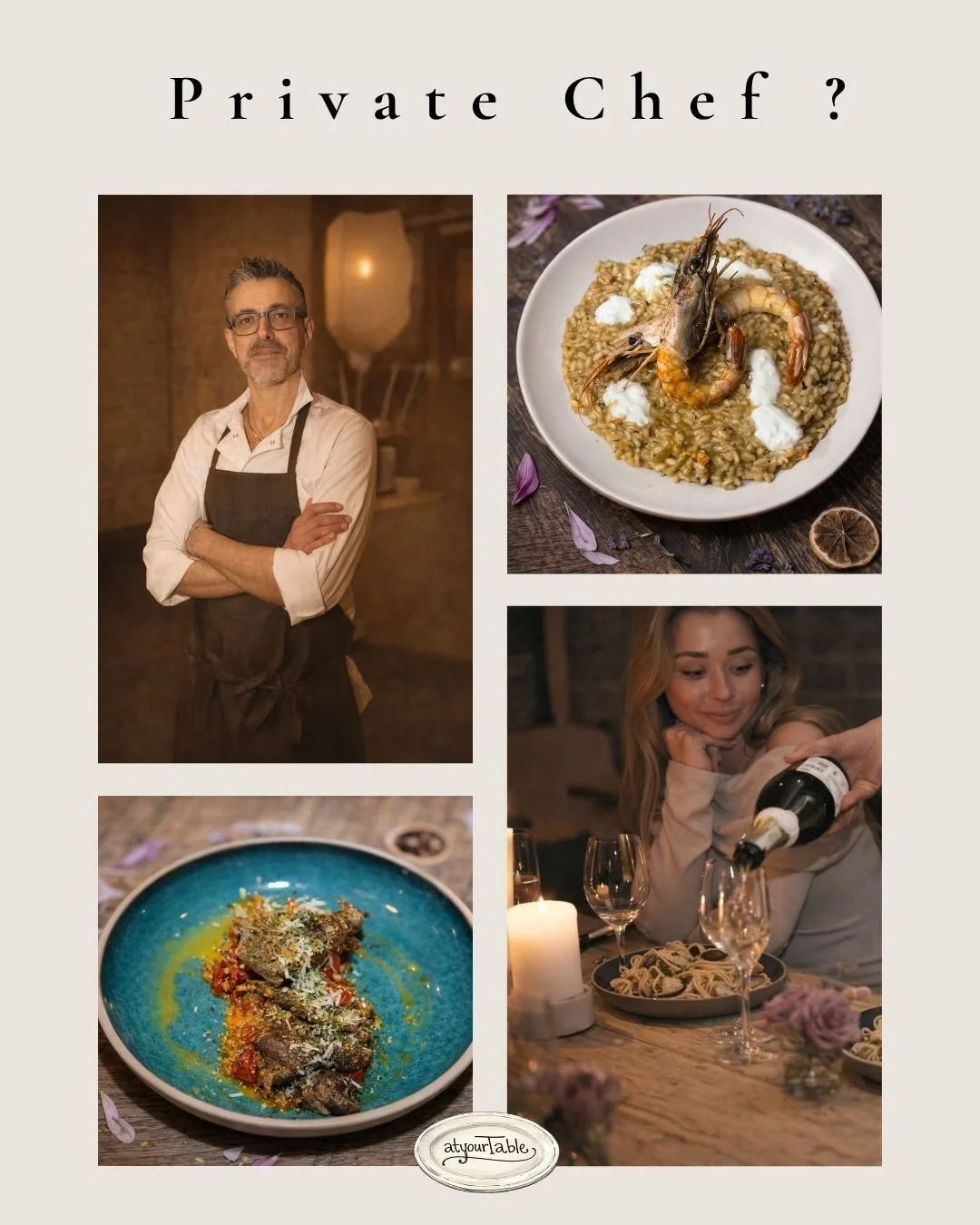 Hjelp - vi aner ikke hva vi skal kalle det&hellip;
Er det catering? Privat kokk? Noe midt imellom?

Vi vet ikke helt selv&hellip;
Men det kan best beskrives som en restaurantopplevelse &ndash; hjemme hos deg, i ro og fred✨🇳🇴🫶🏽🇮🇹🤌🍽️🕯️

F&osla