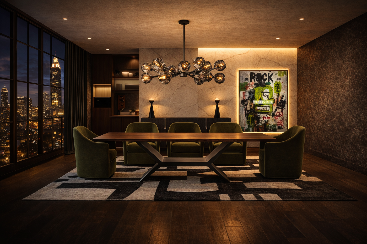 Goodness Studios Interiors_Penthouse Dining Room_Midtown Atlanta, Ga