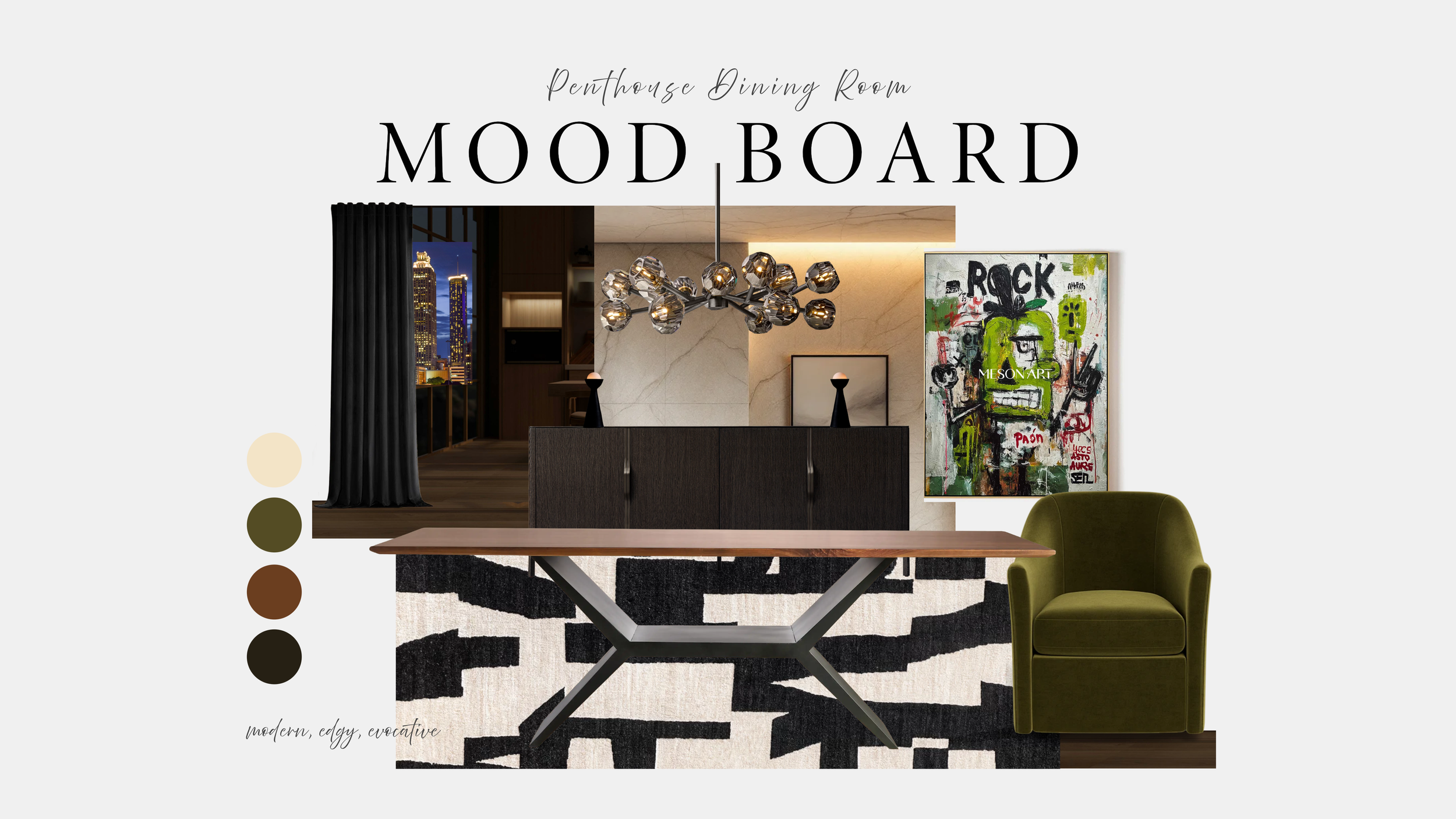 Goodness Studios Interiors_Penthouse Dining Room Mood Board_Atlanta, Ga