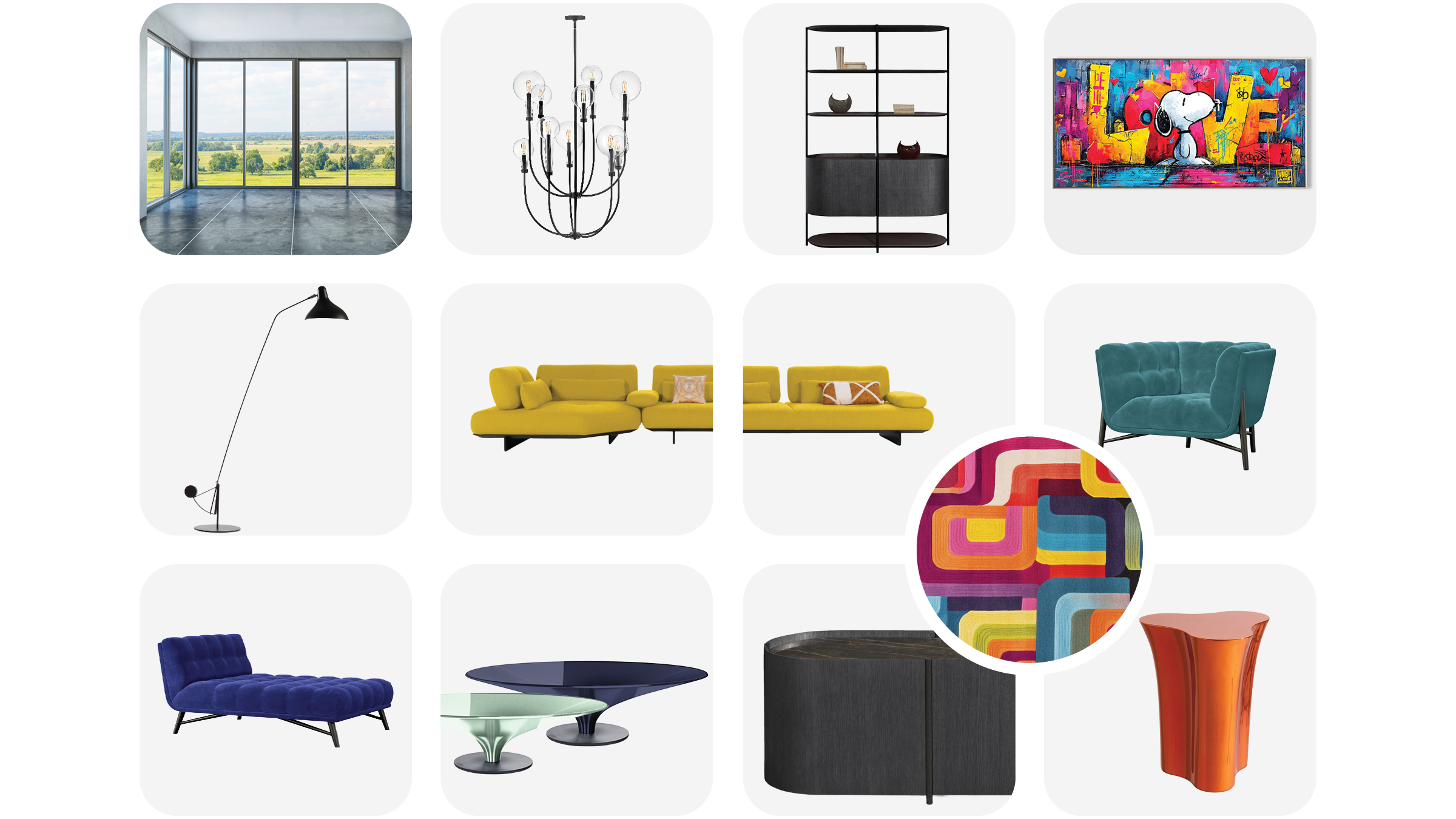 Goodness Studios Interiors_Retro Living Room_FF & E Board