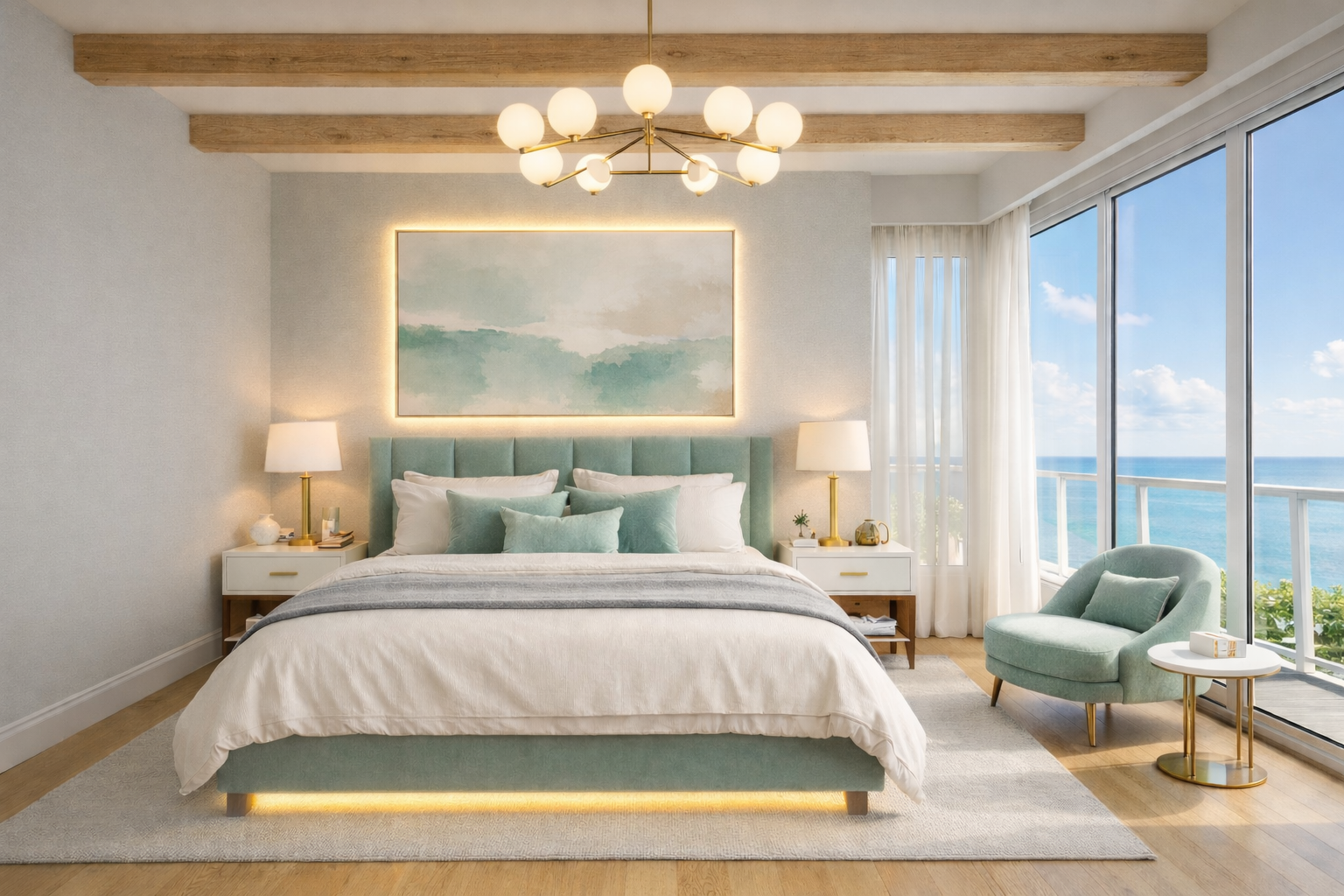 Primary bedroom interior design concept in Miami, FL by Goodness Studios Interiors