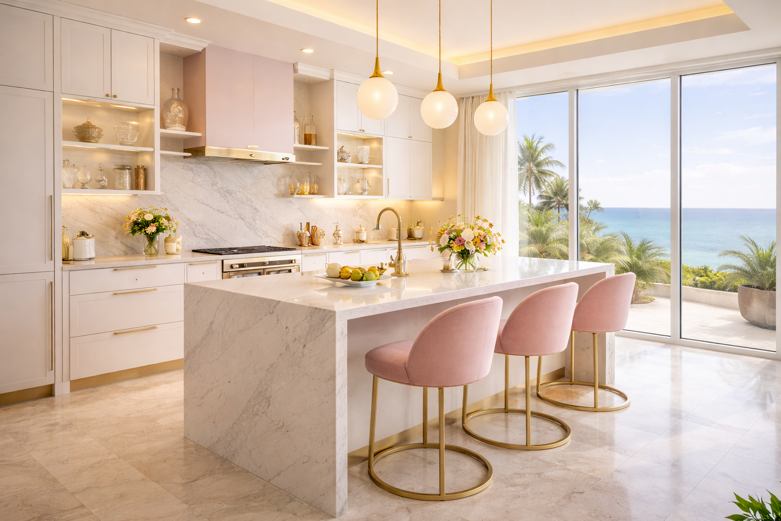 Kitchen interior design concept for a Miami, FL condo by Goodness Studios Interiors